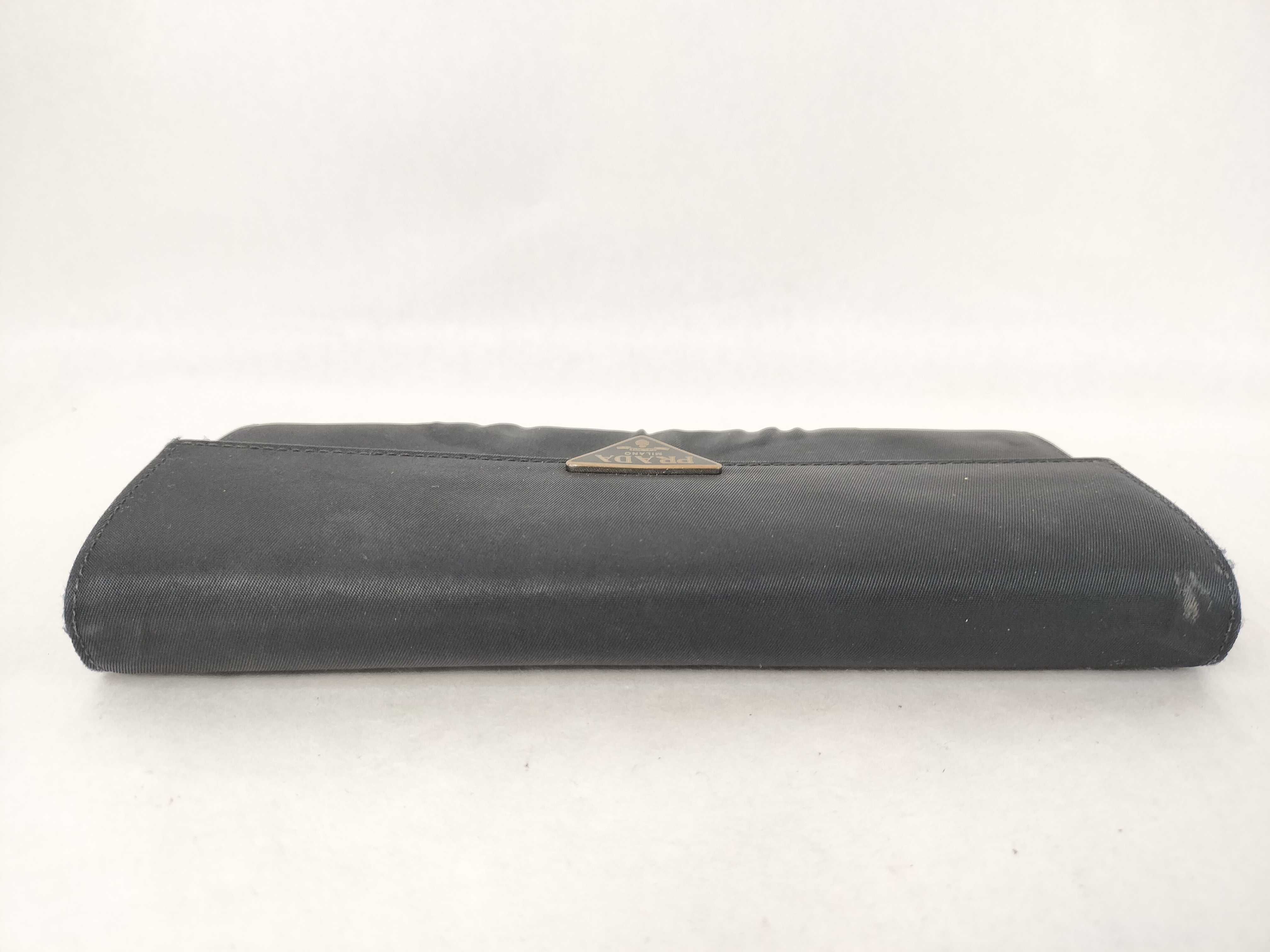 Nylon Tessuto Leather Triangle Logo Flap Long Wallet — view 6