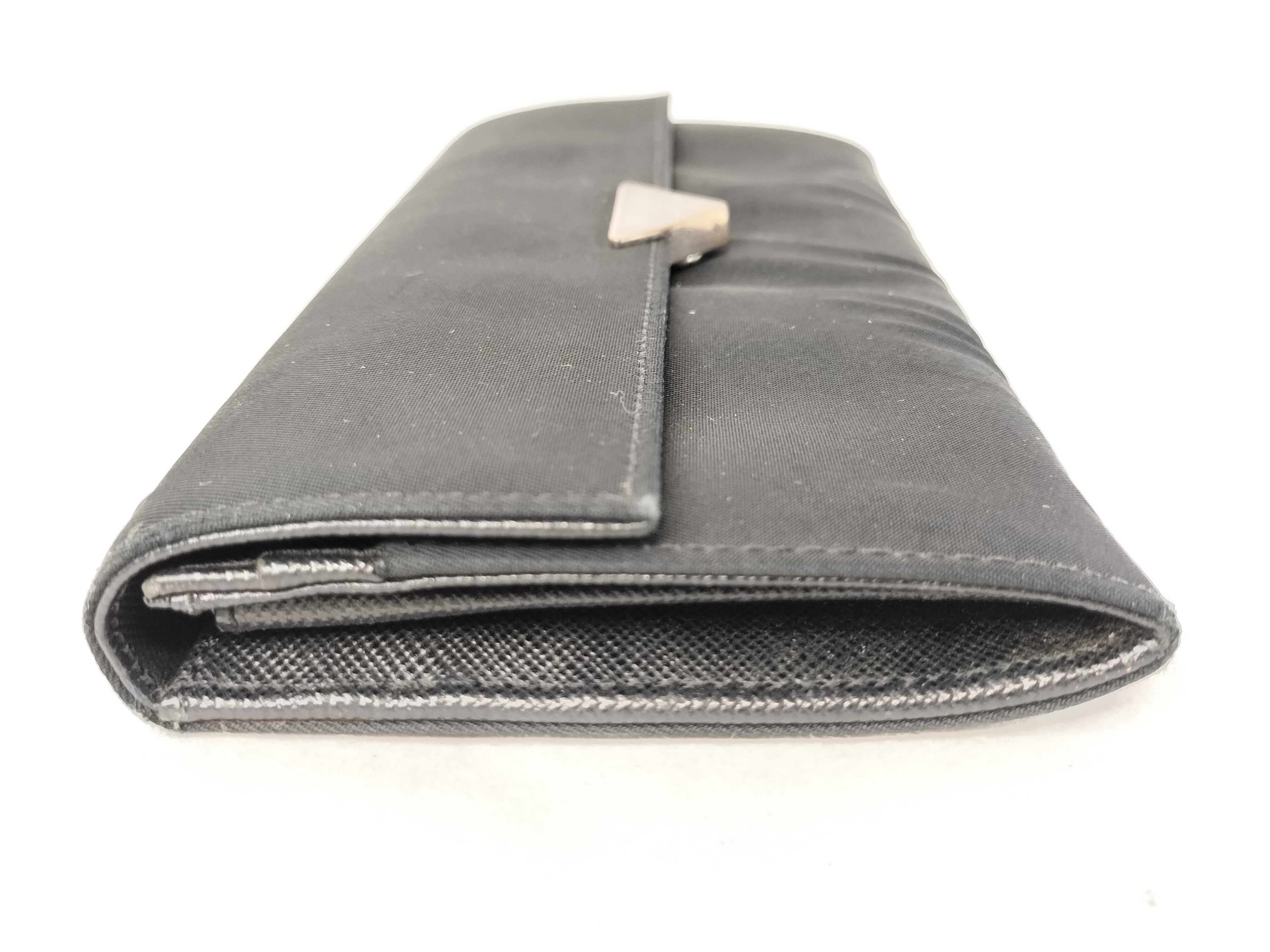 Nylon Tessuto Leather Triangle Logo Flap Long Wallet — view 7