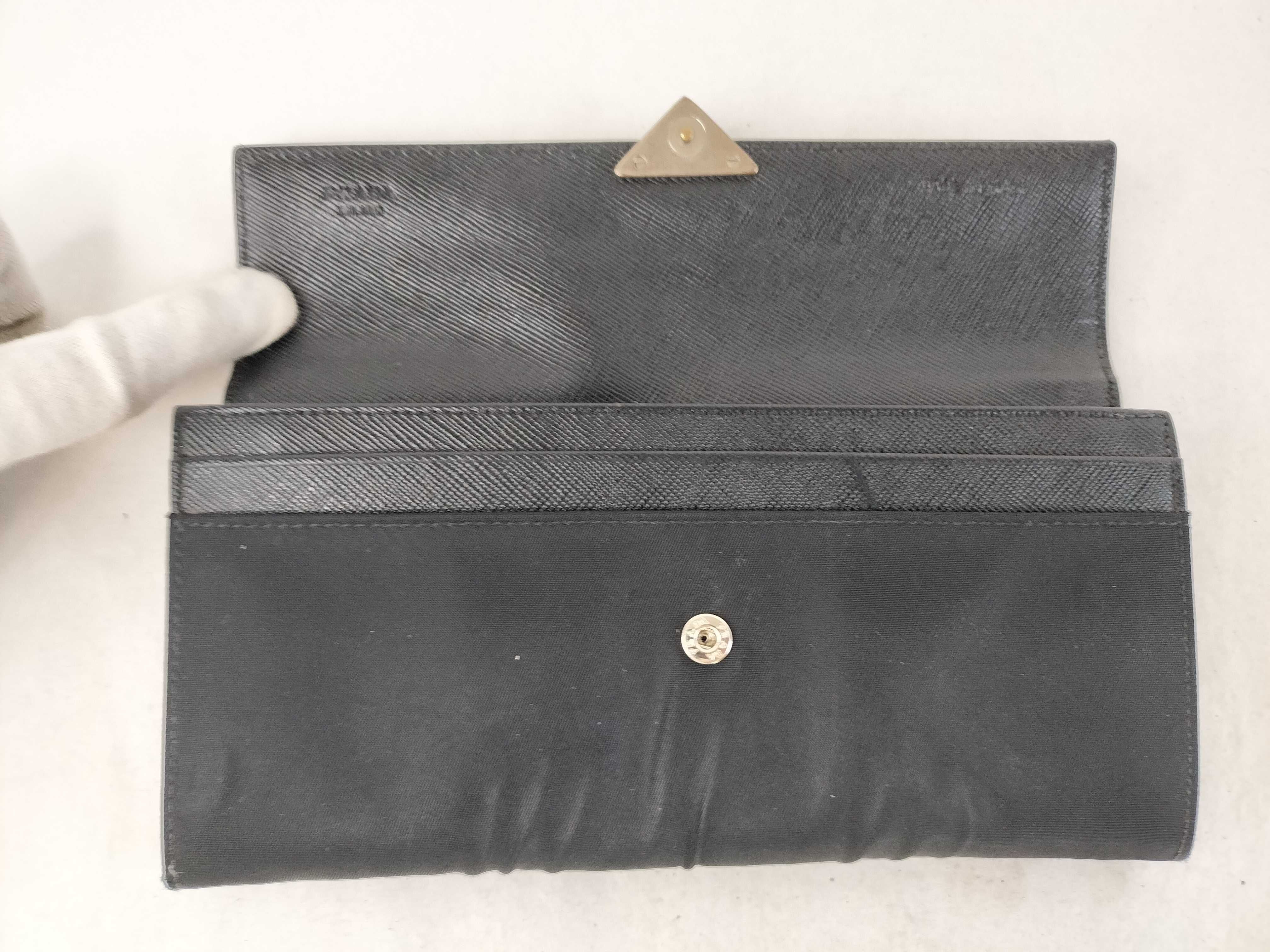 Nylon Tessuto Leather Triangle Logo Flap Long Wallet — view 9