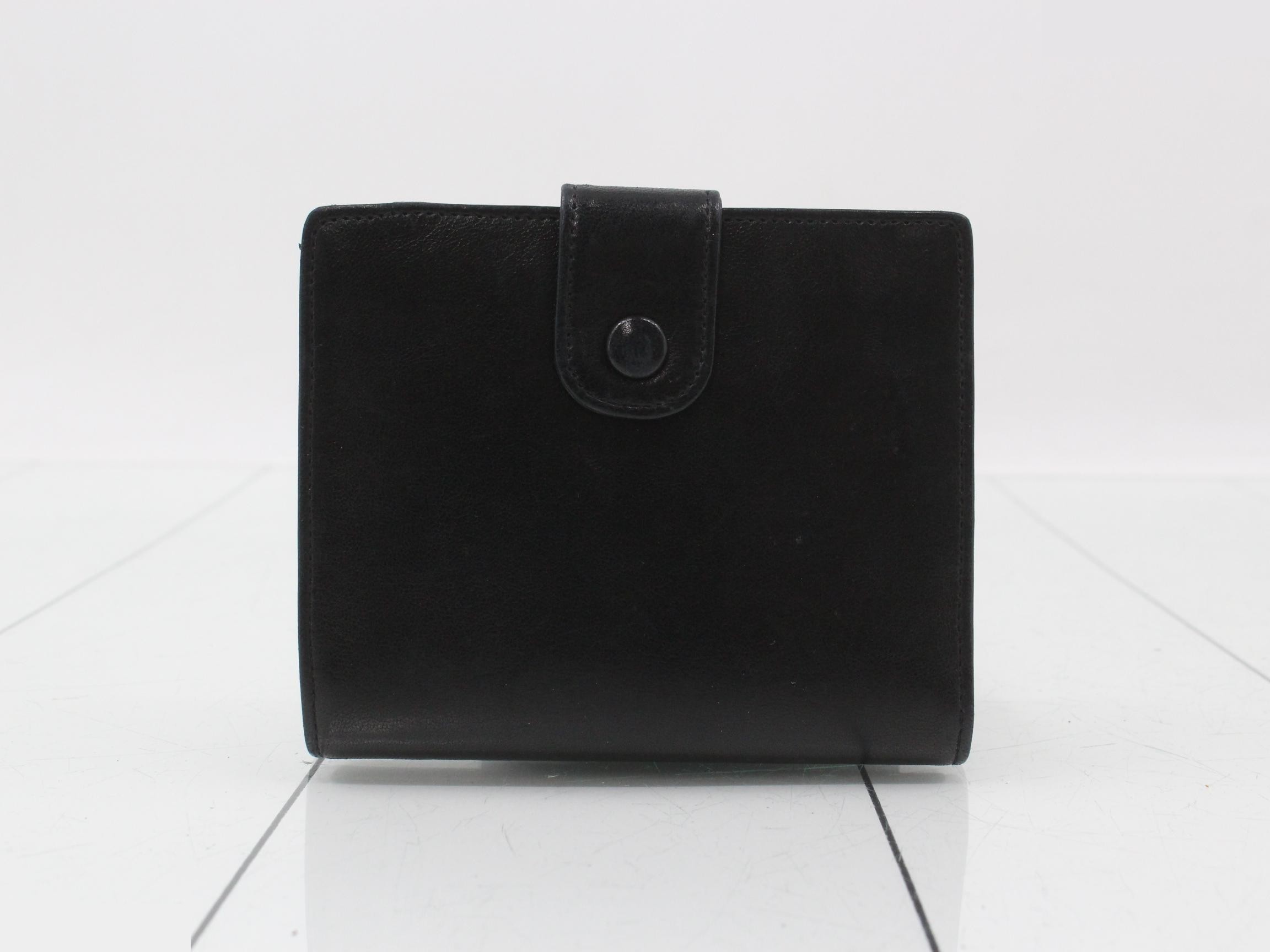 Leather Coco Mark Bi-fold Wallet, Black — view 2