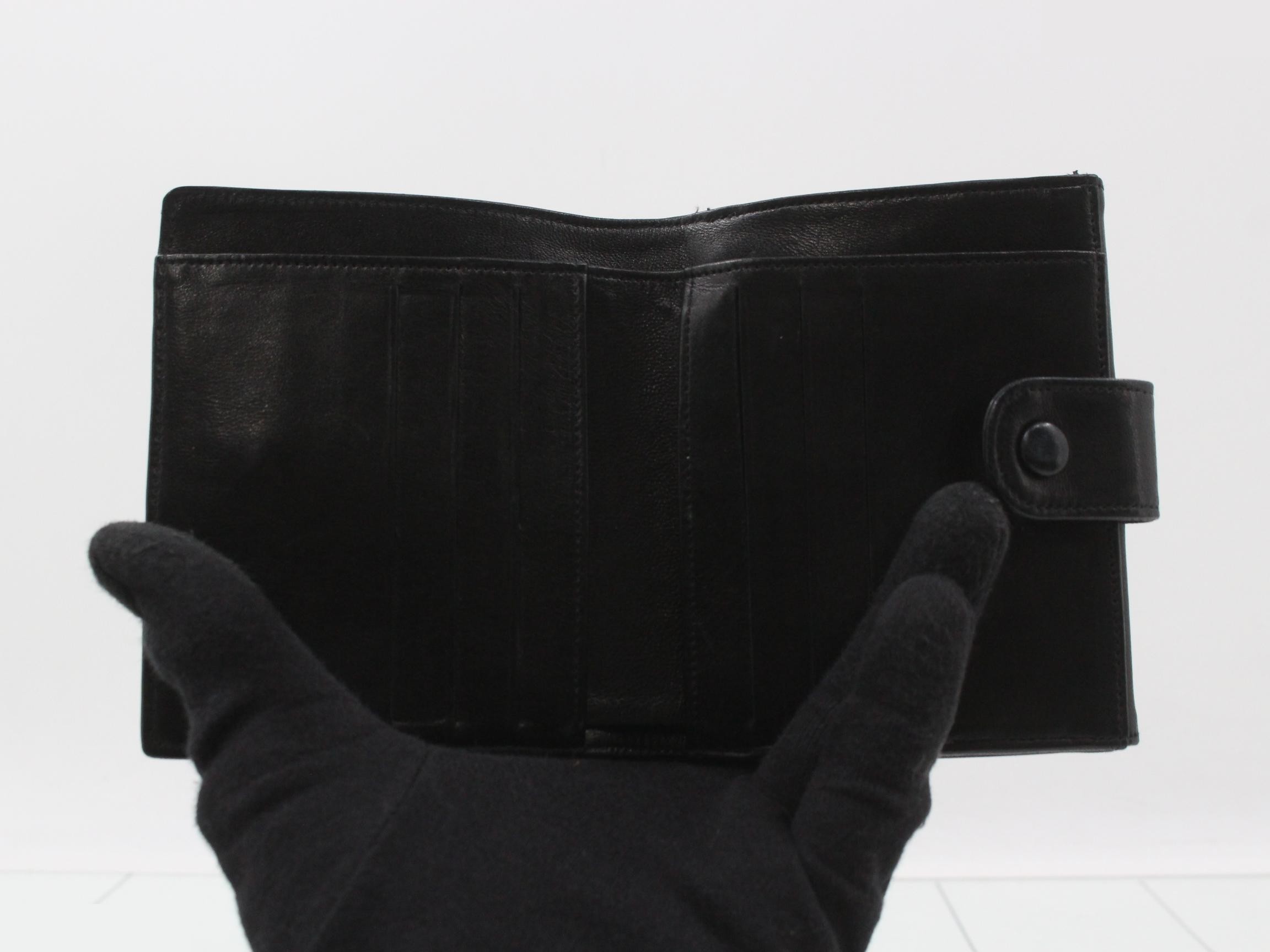 Leather Coco Mark Bi-fold Wallet, Black — view 4