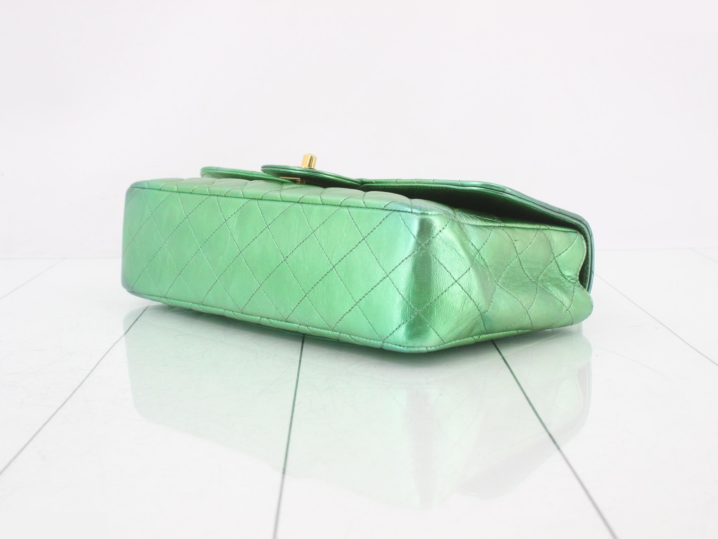 Matelassé bag with Coco Mark, green, gold hardware. — view 6