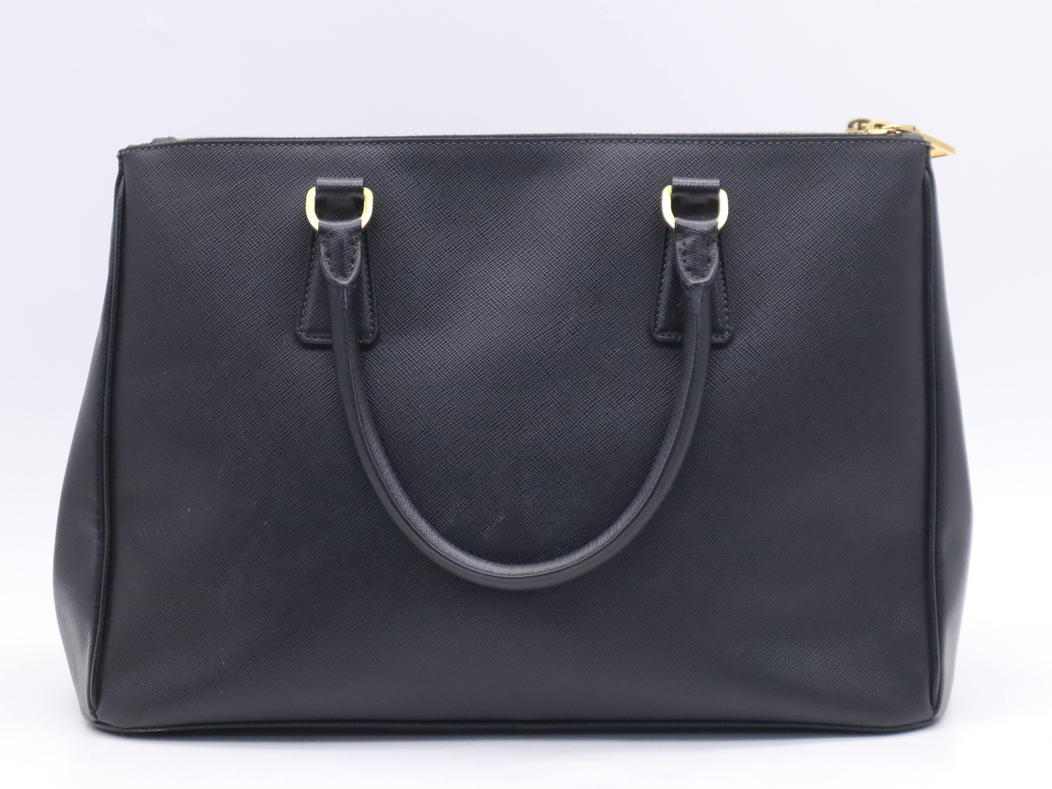 BN2274 Leather Galleria Saffiano Black Tote Bag with Gold Hardware, Charm, Card, and Dust Bag Included — view 2