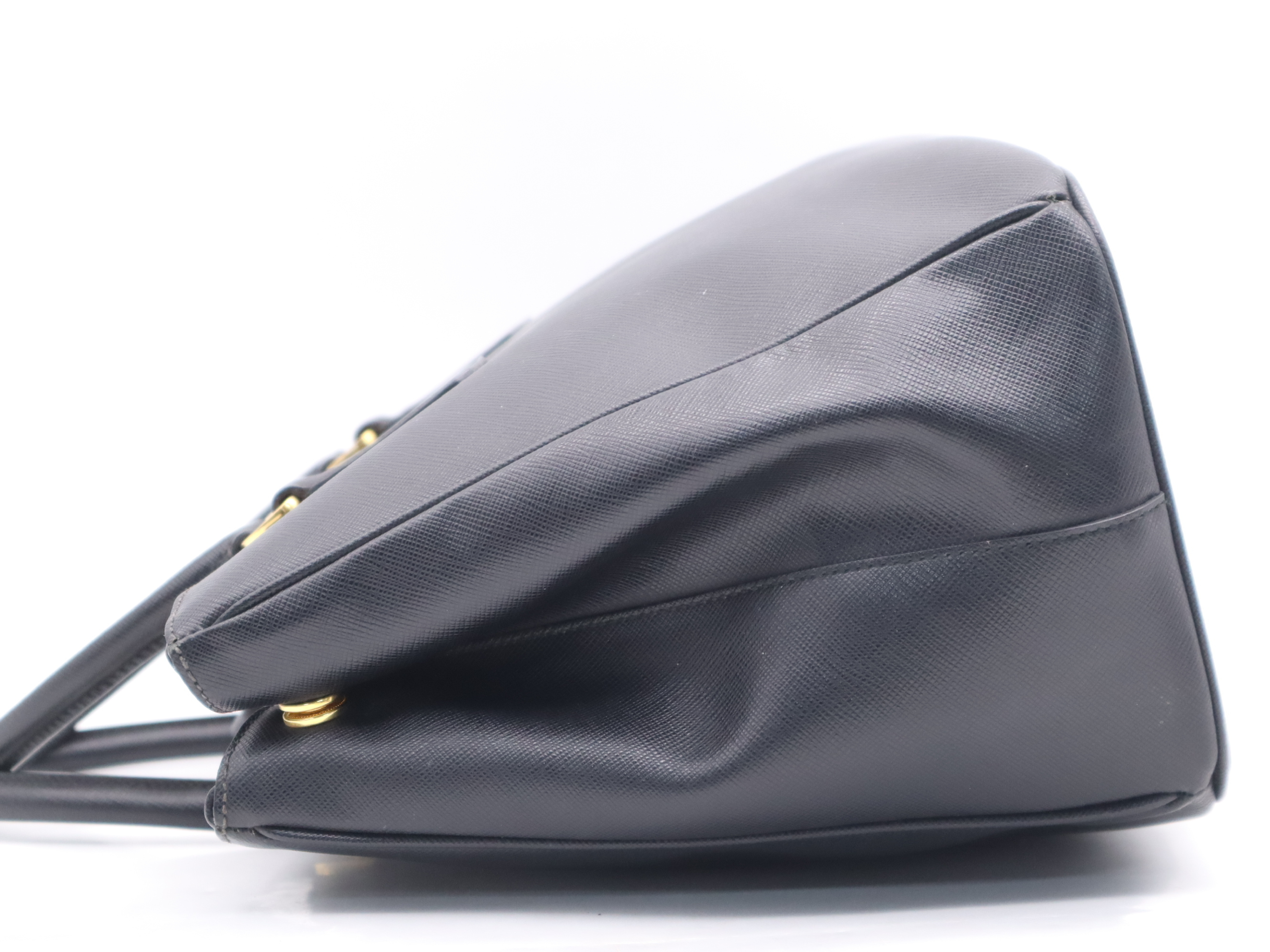 BN2274 Leather Galleria Saffiano Black Tote Bag with Gold Hardware, Charm, Card, and Dust Bag Included — view 3
