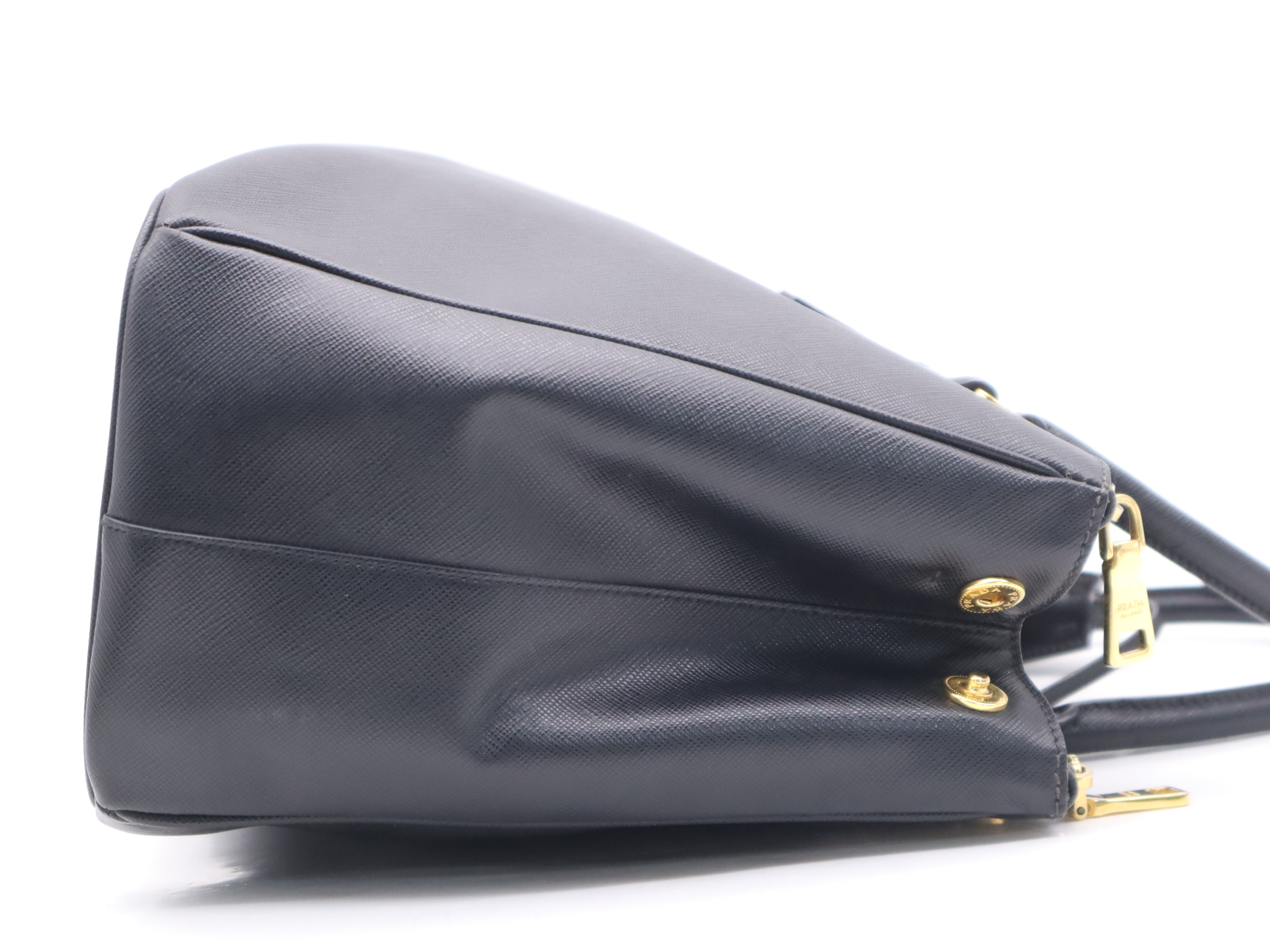 BN2274 Leather Galleria Saffiano Black Tote Bag with Gold Hardware, Charm, Card, and Dust Bag Included — view 5