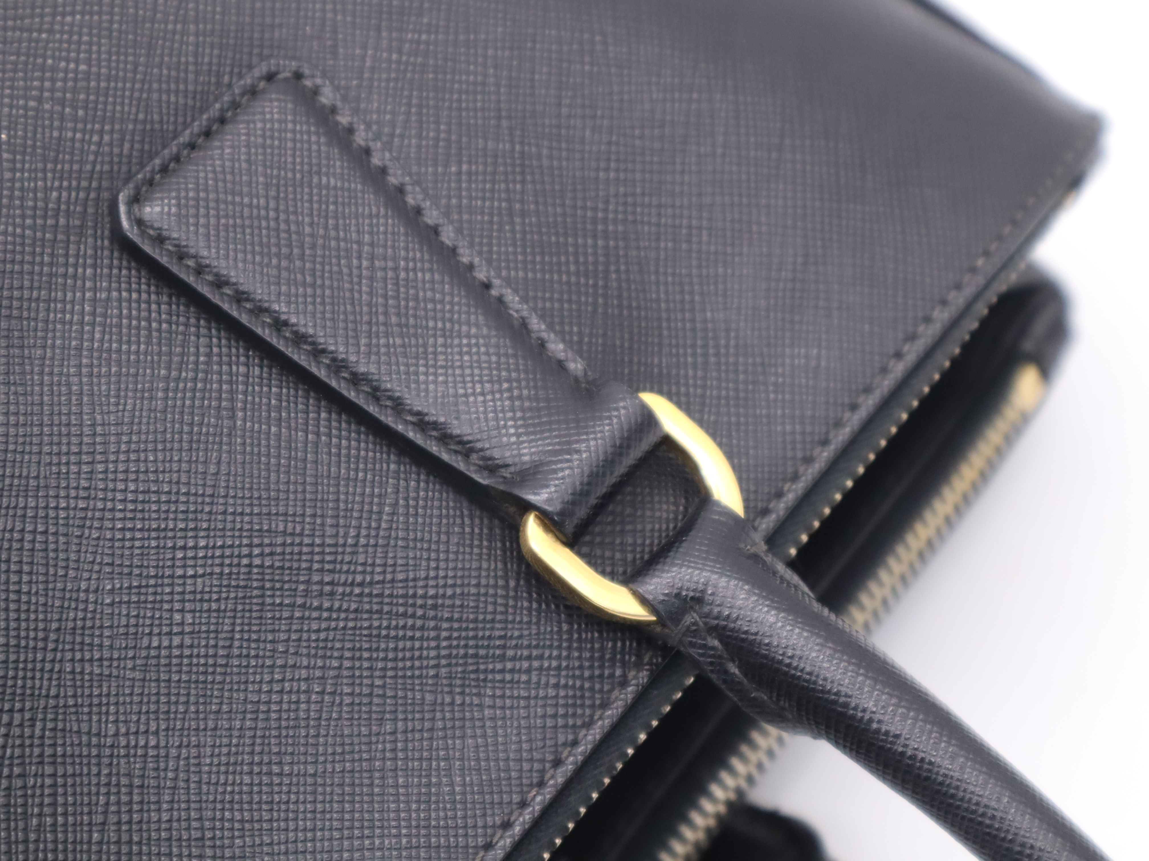 BN2274 Leather Galleria Saffiano Black Tote Bag with Gold Hardware, Charm, Card, and Dust Bag Included — view 8