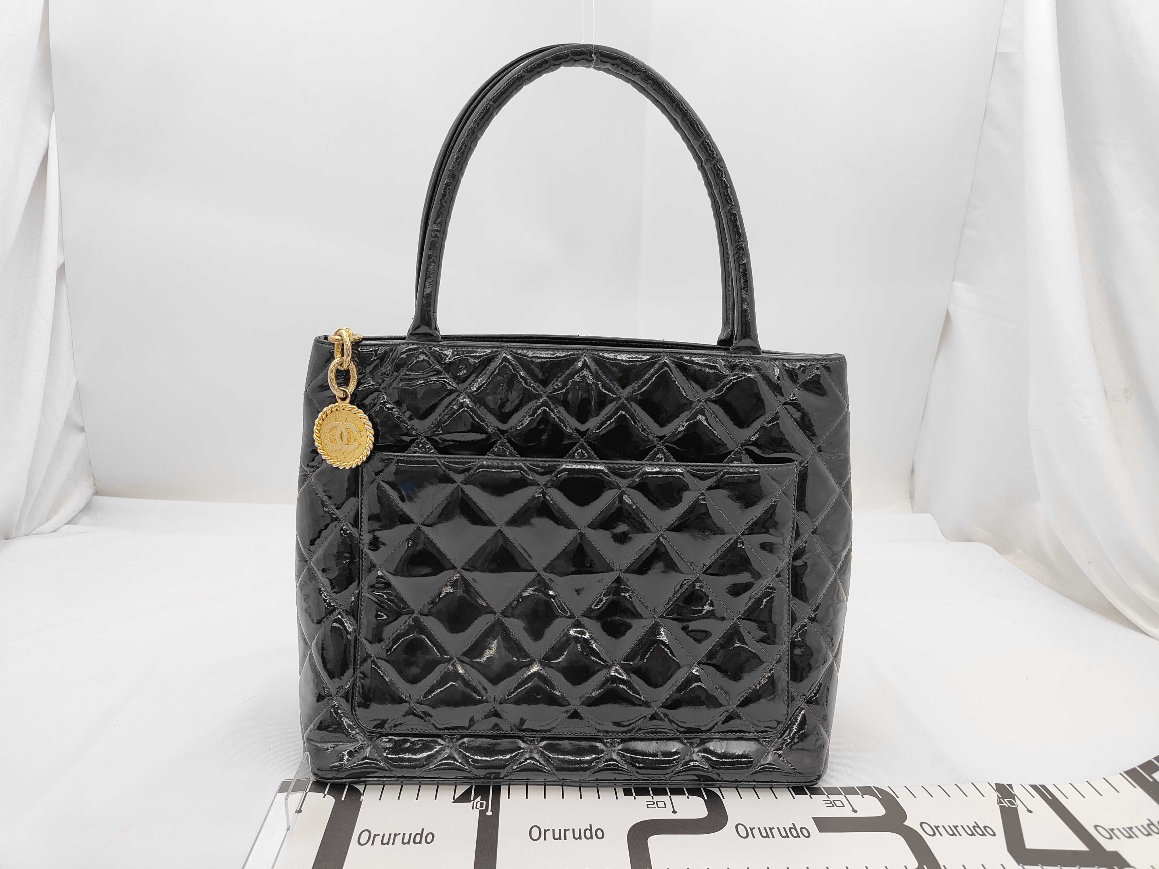 Reissue Patent Leather Tote Bag, Black with Gold Hardware, 4443531 — view 2