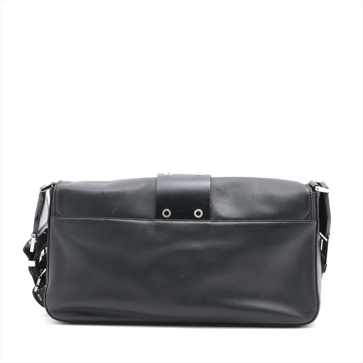 Street Chic Leather Shoulder Bag, Black — view 2