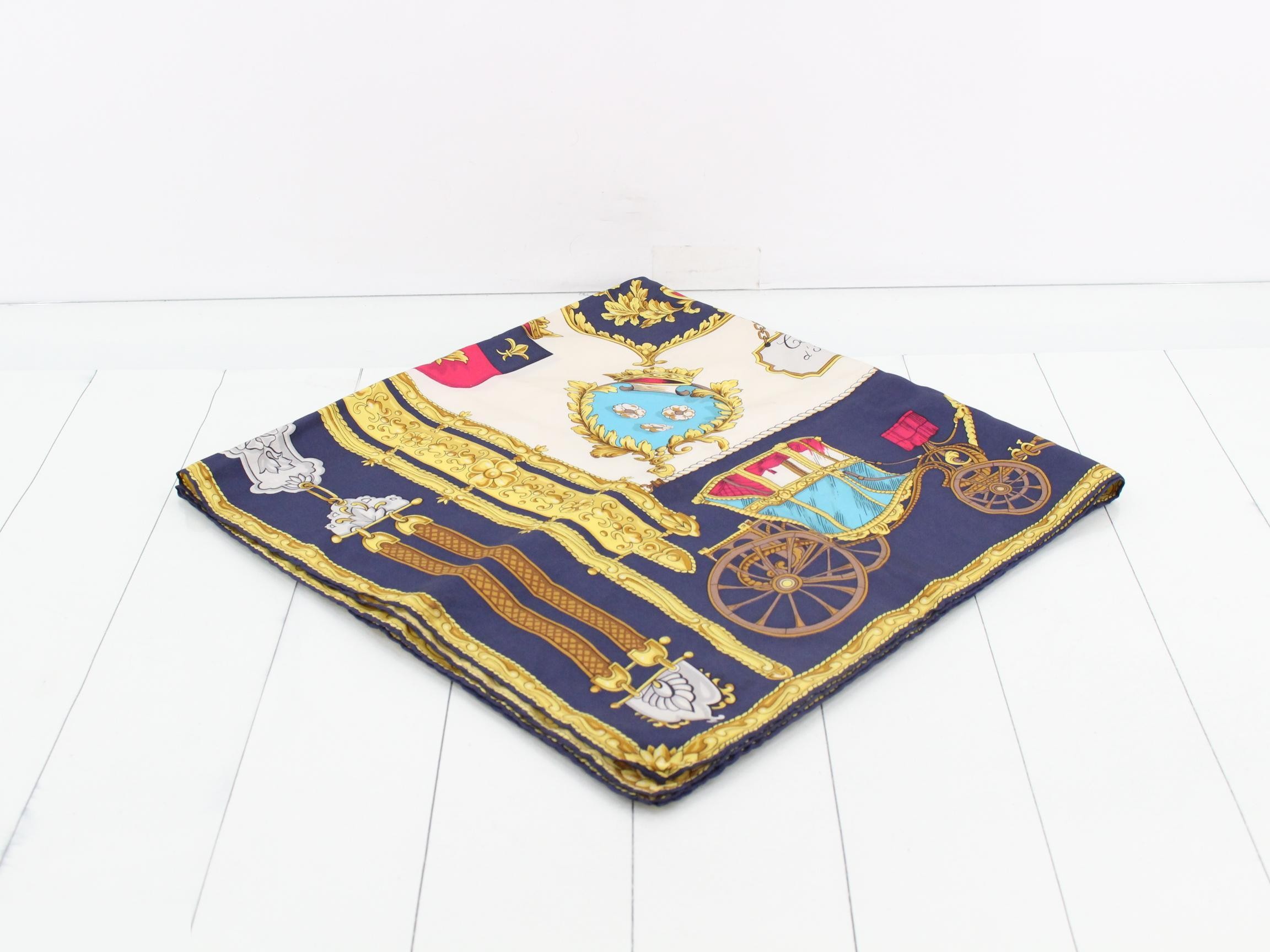 Scarf featuring a carriage from yesteryear, Carre 90 — view 2