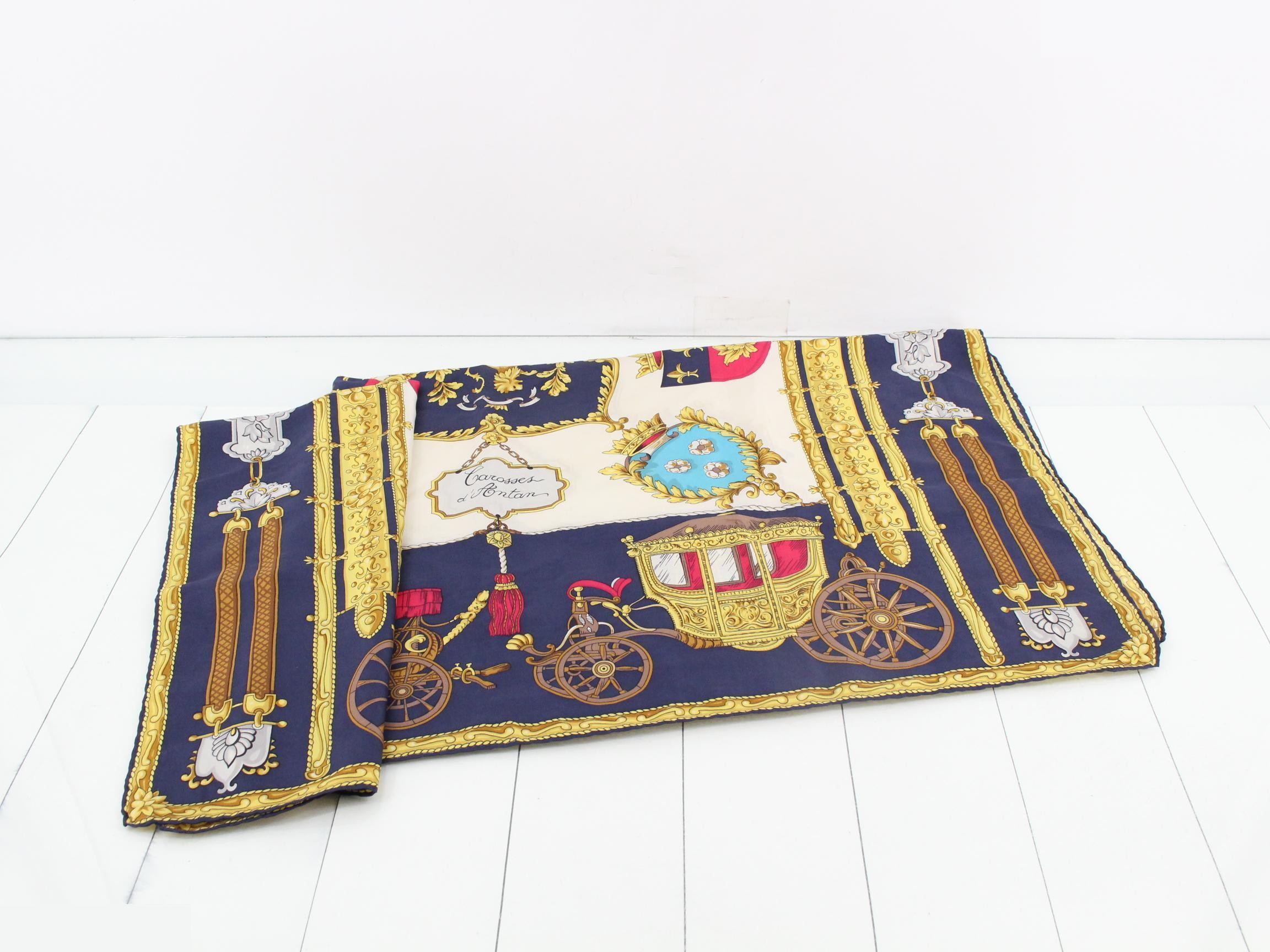 Scarf featuring a carriage from yesteryear, Carre 90 — view 3