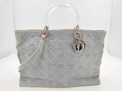 Lady Dior Denim 2-way Handbag Shoulder Handbag