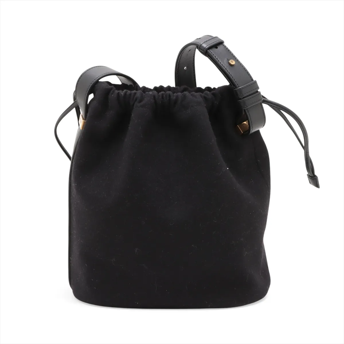 Rive Gauche Wool x Leather Shoulder Bag Black 710261 — view 2