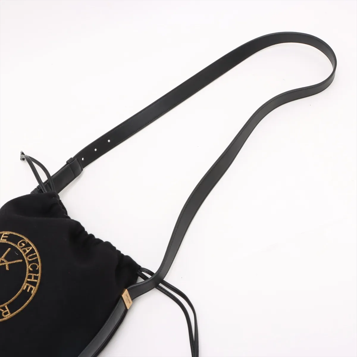 Rive Gauche Wool x Leather Shoulder Bag Black 710261 — view 5
