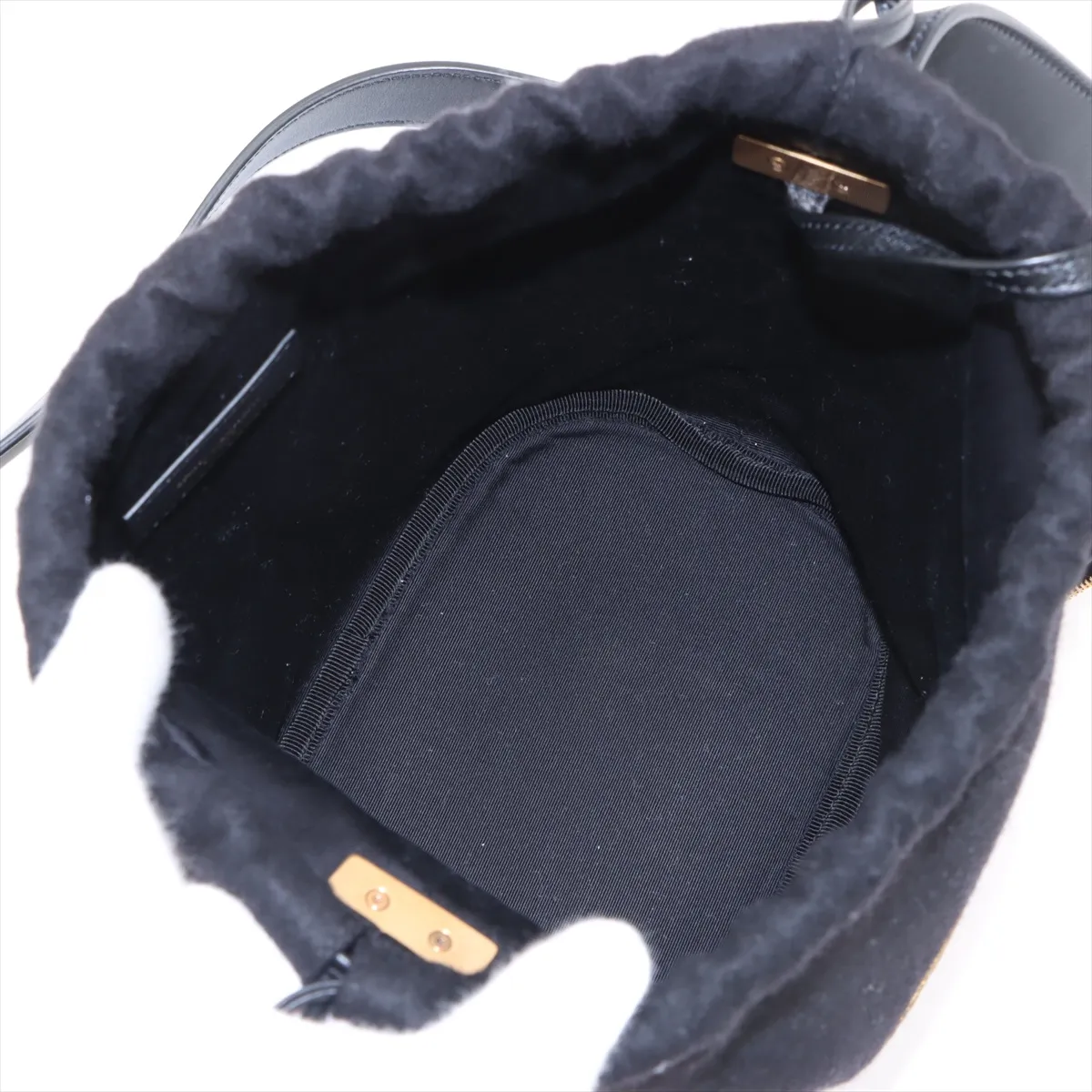 Rive Gauche Wool x Leather Shoulder Bag Black 710261 — view 6