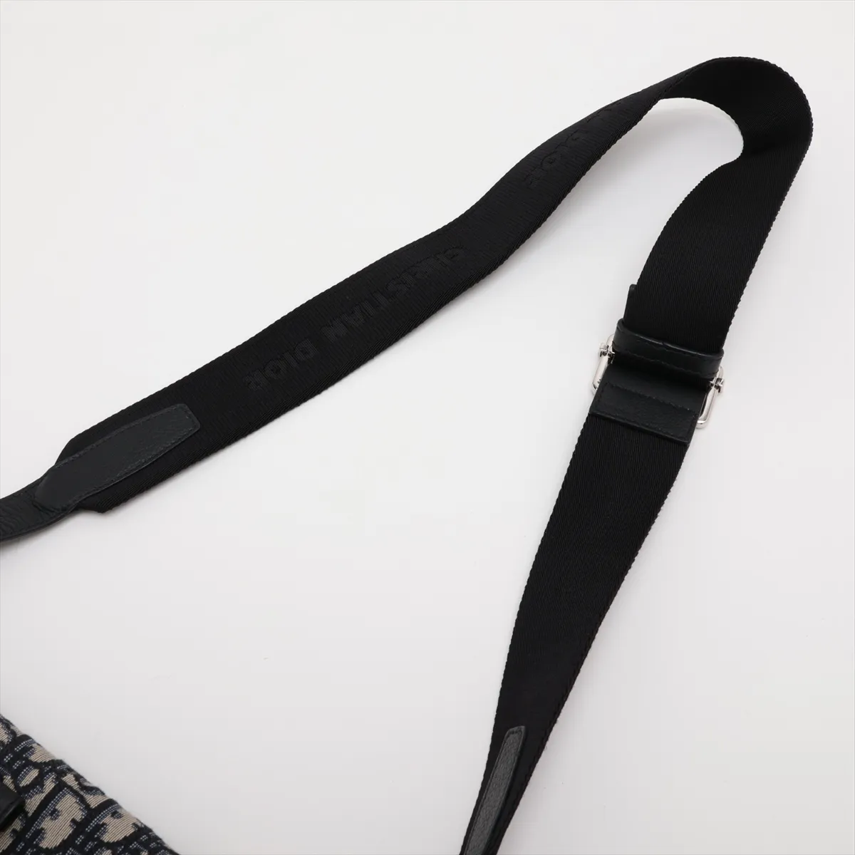 Oblique Saddle Canvas x Leather Body Bag, Navy, Unsigned Guarantee Card — view 5