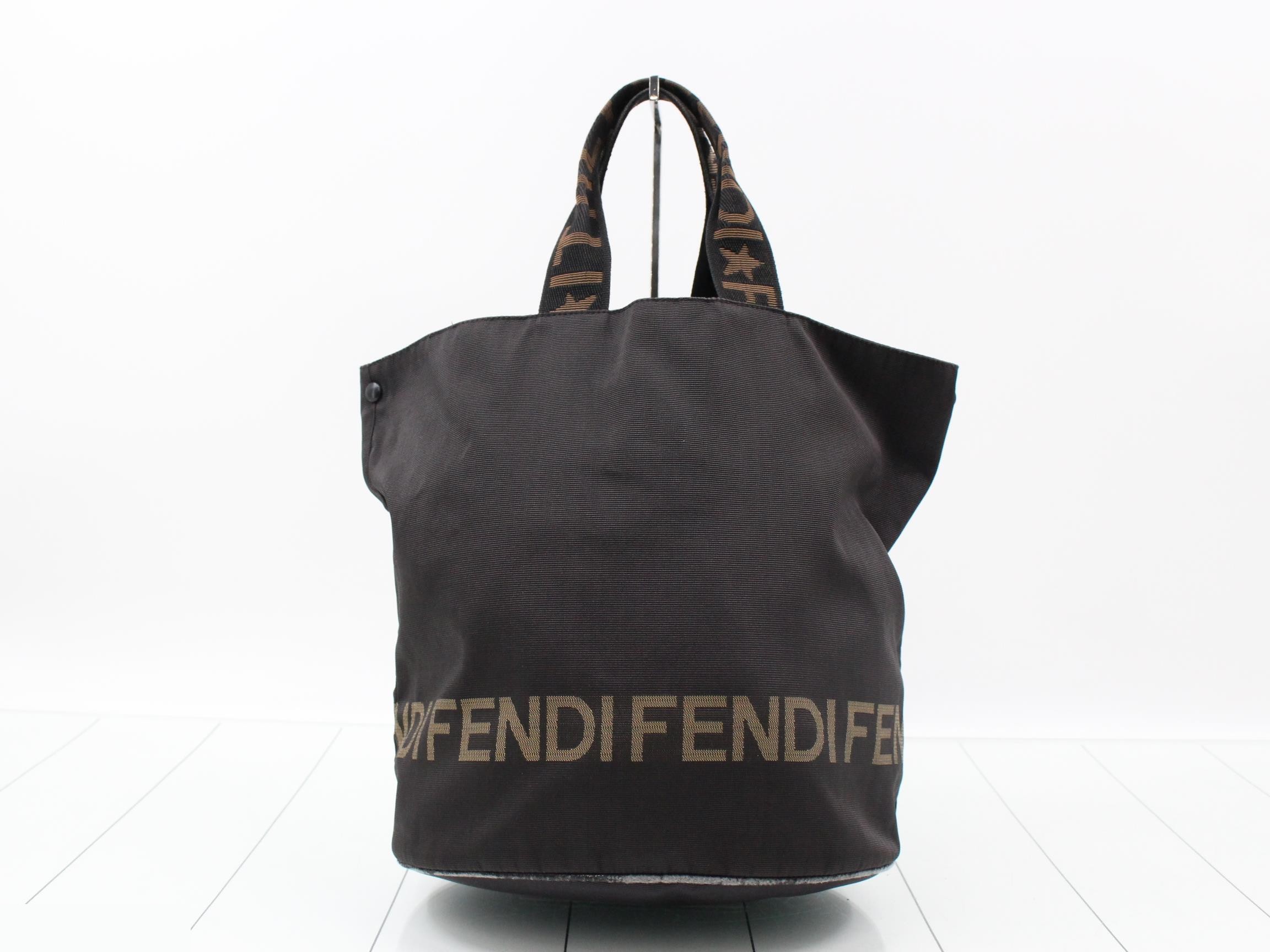 Tote bag, dark brown nylon, with logo. — view 2