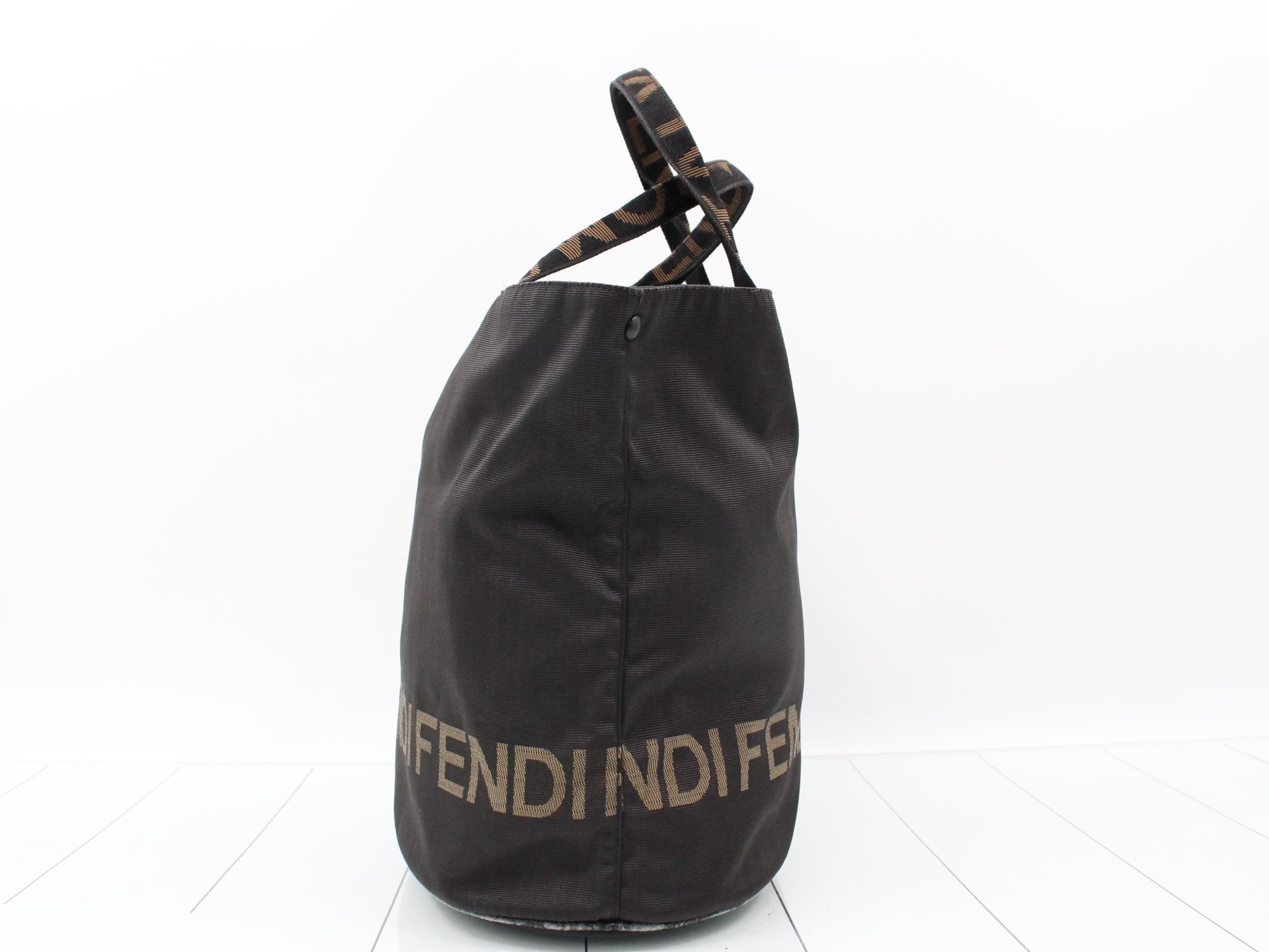 Tote bag, dark brown nylon, with logo. — view 3