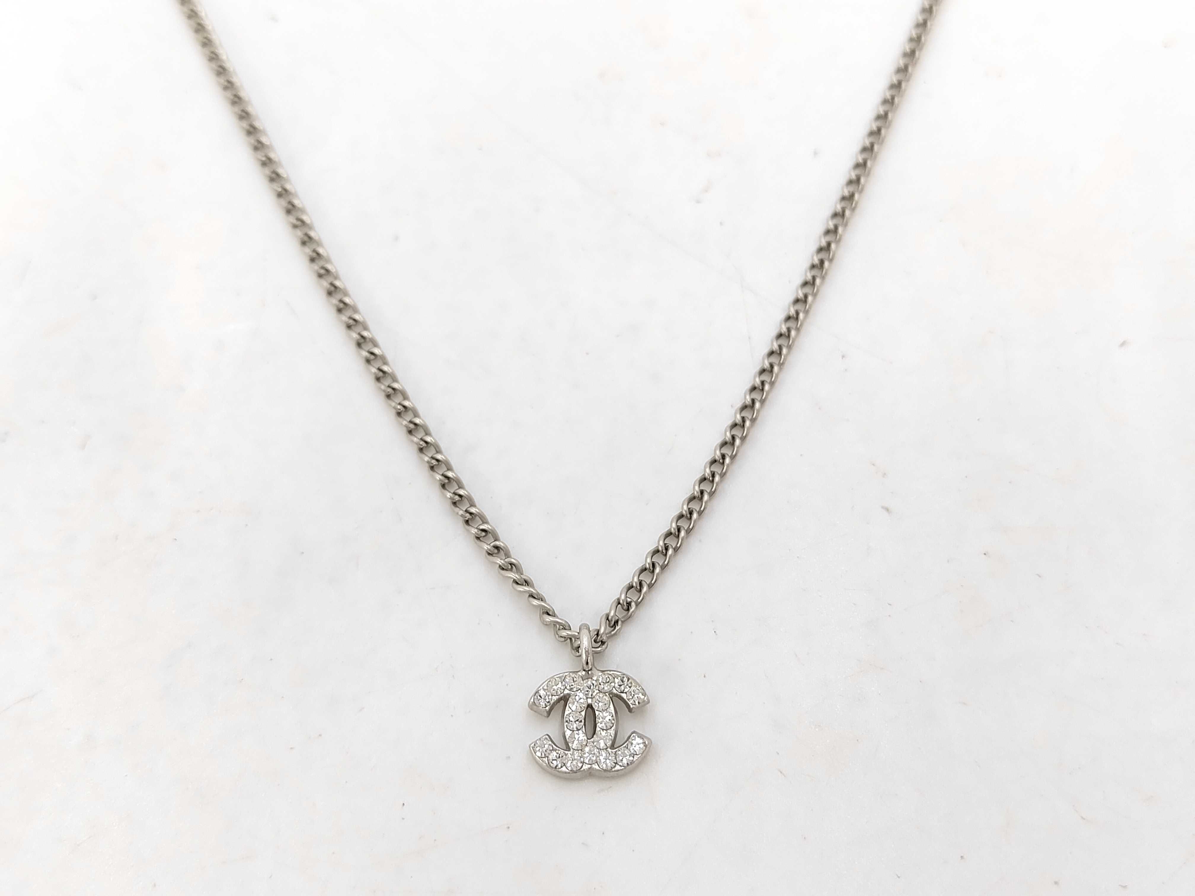 Rhinestone Necklace with Silver Hardware
