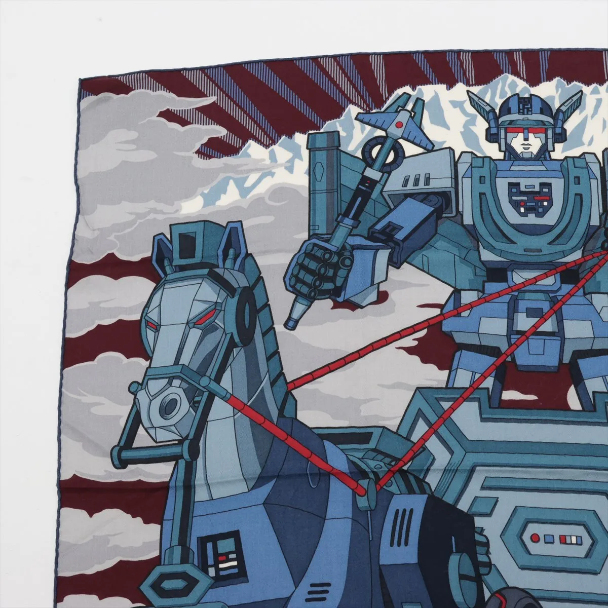 Carre 100 Mega Chariot Stole Cashmere x Silk Blue x Gray — view 2