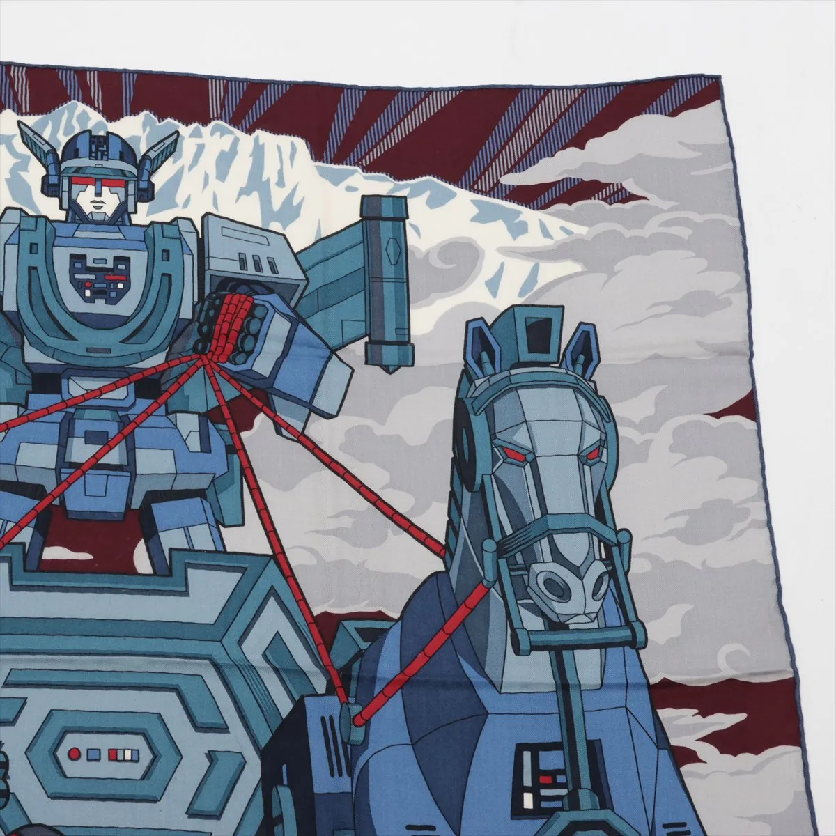 Carre 100 Mega Chariot Stole Cashmere x Silk Blue x Gray — view 3