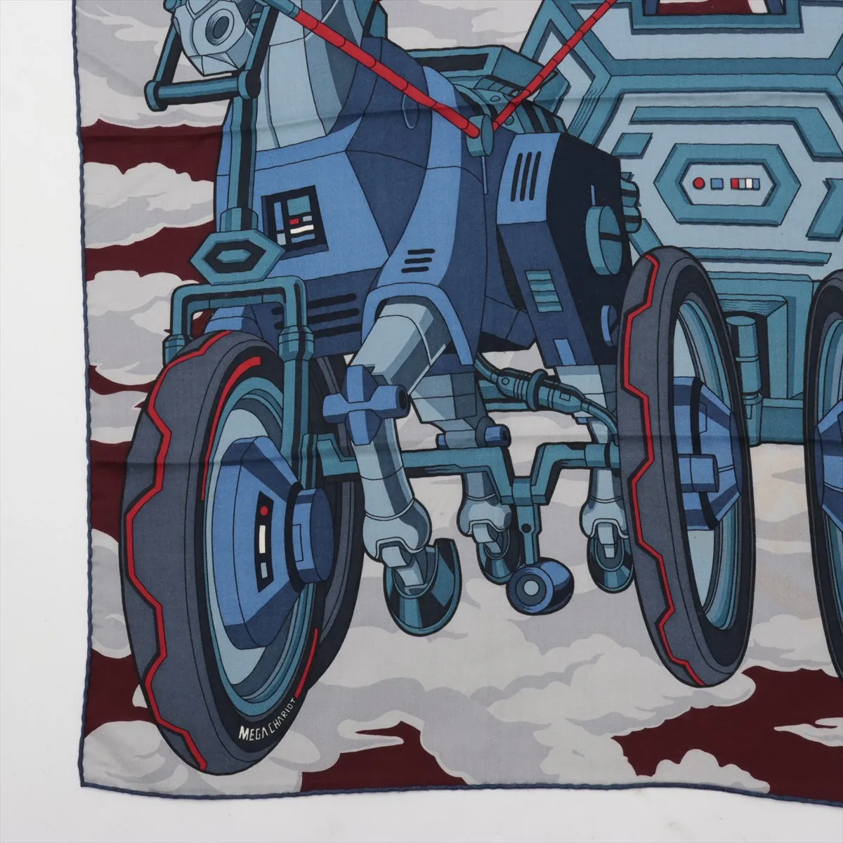 Carre 100 Mega Chariot Stole Cashmere x Silk Blue x Gray — view 5