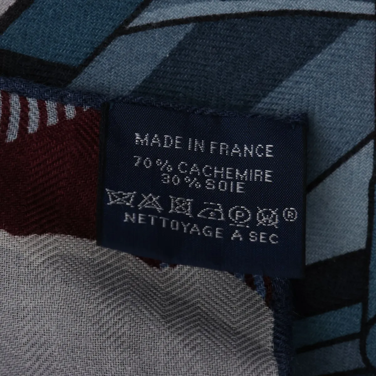 Carre 100 Mega Chariot Stole Cashmere x Silk Blue x Gray — view 6