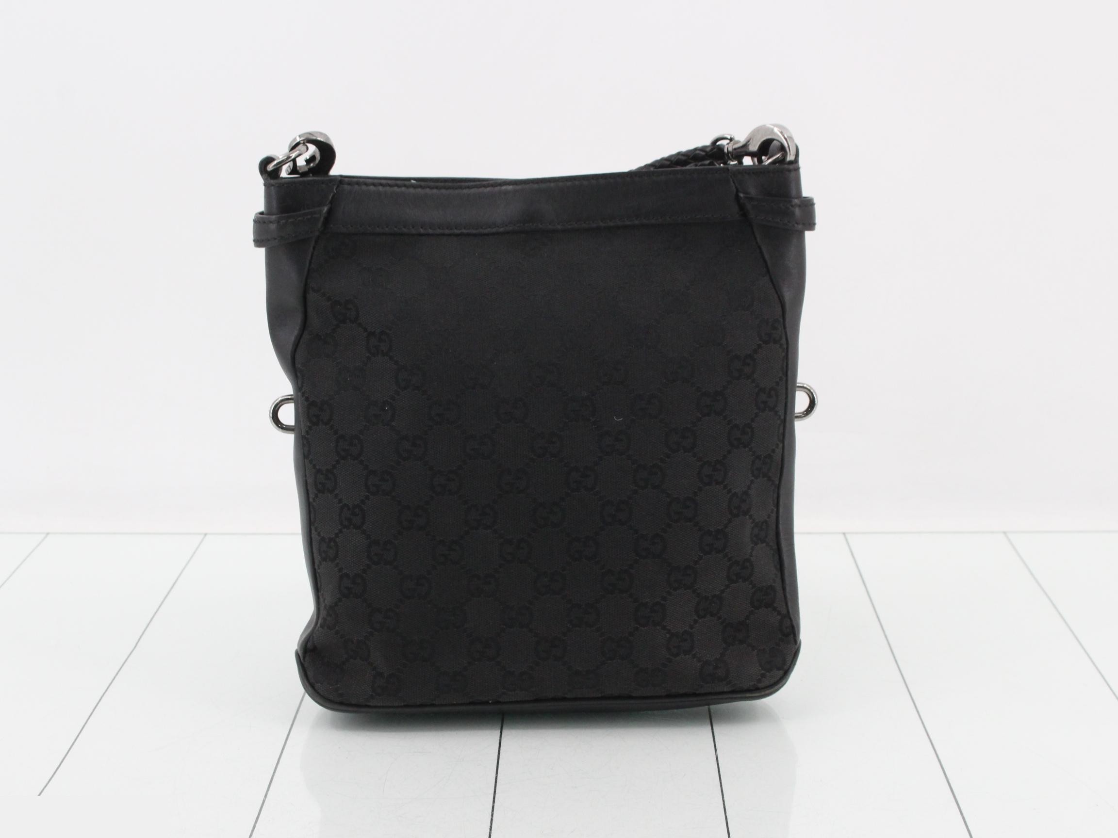 GG Canvas Leather Shoulder Bag, Black — view 2