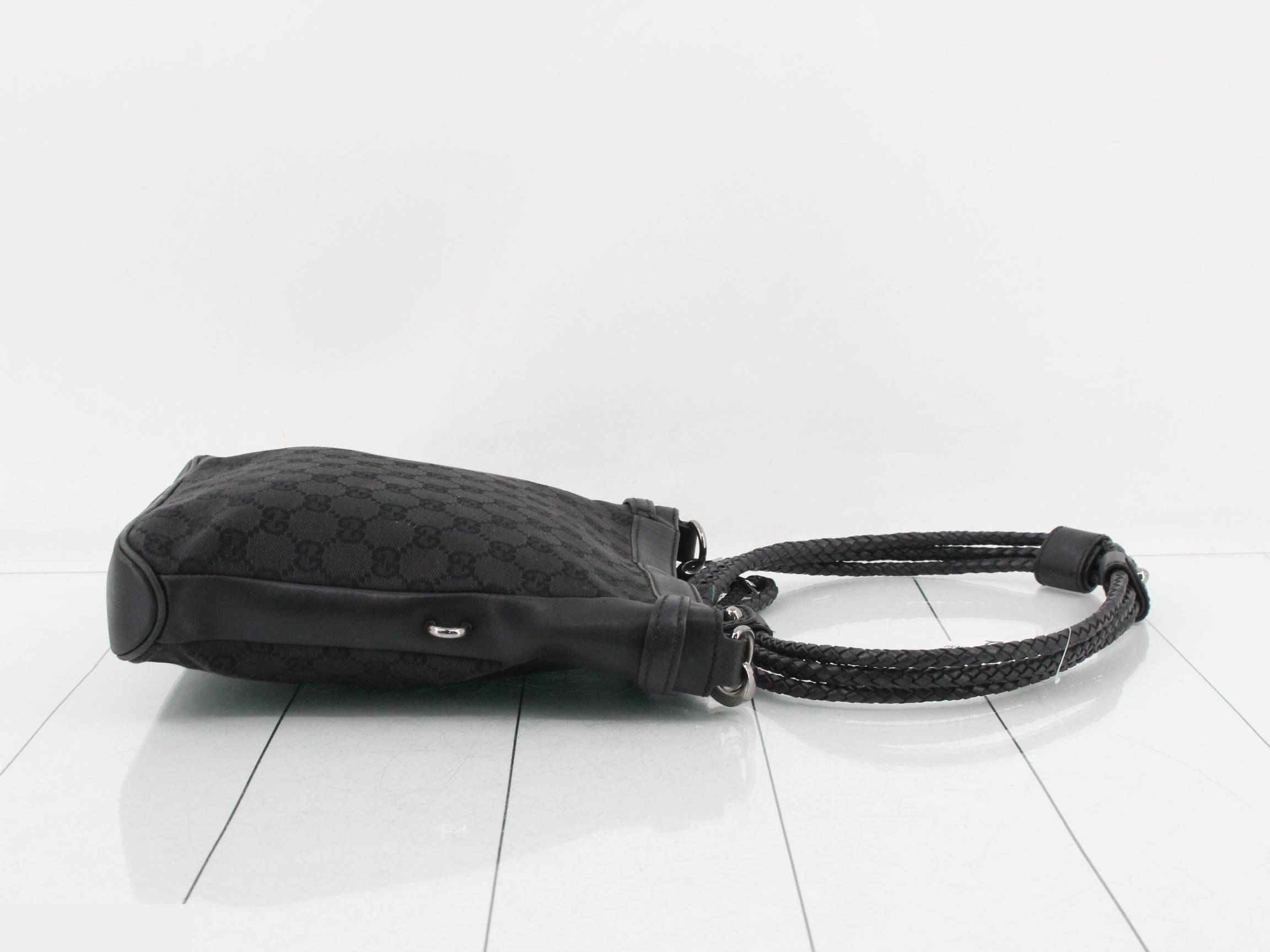 GG Canvas Leather Shoulder Bag, Black — view 3