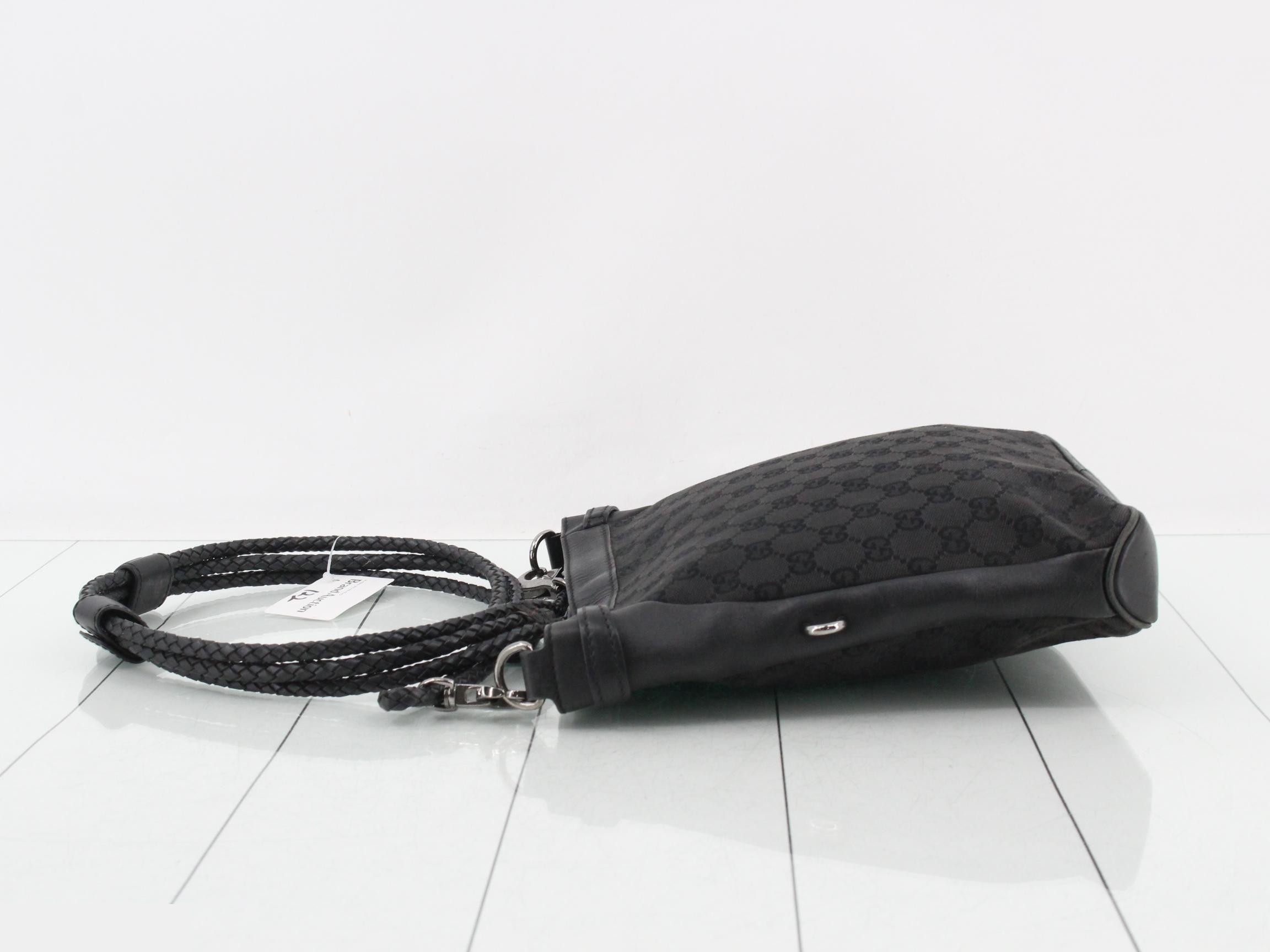 GG Canvas Leather Shoulder Bag, Black — view 4