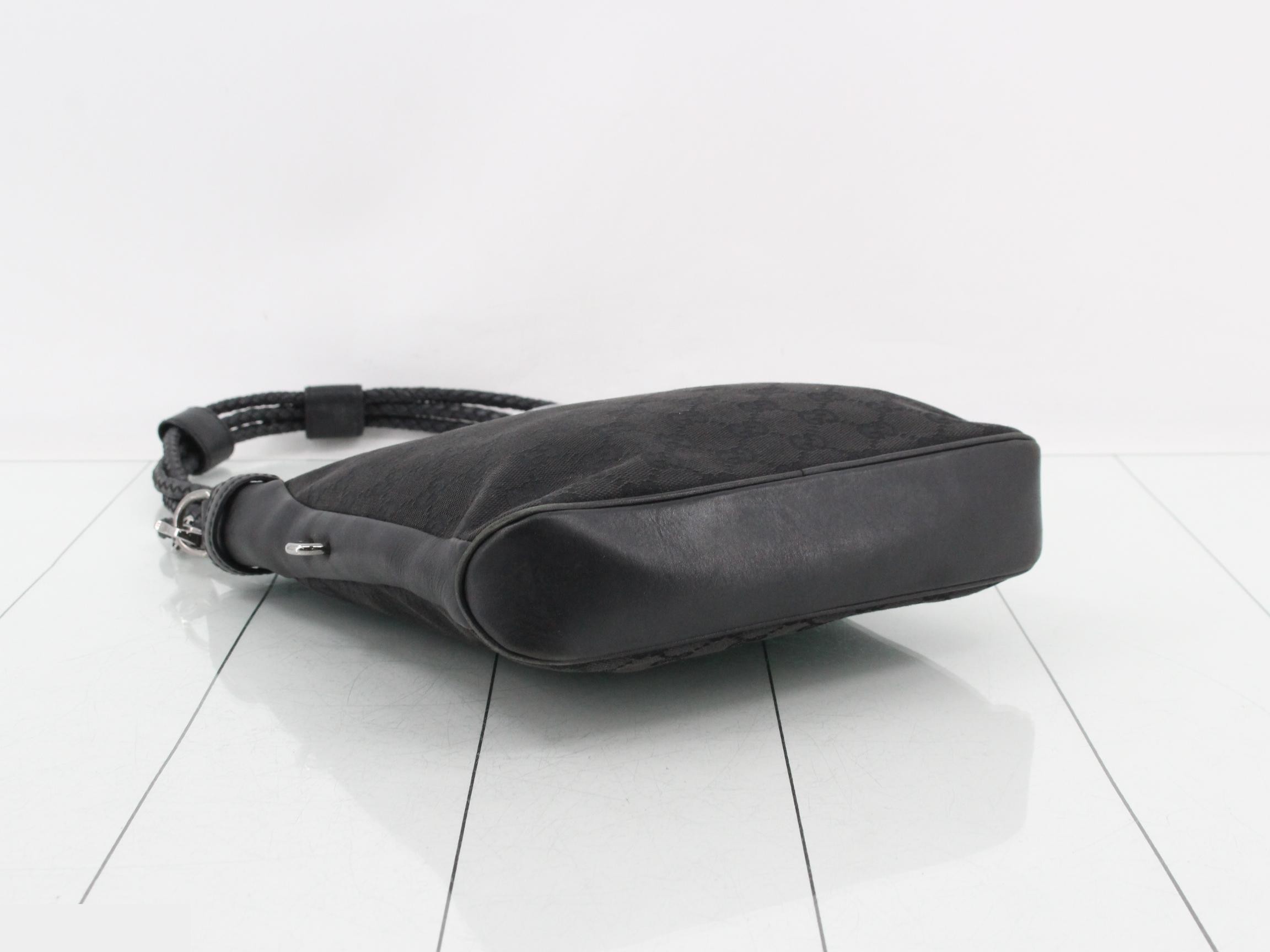 GG Canvas Leather Shoulder Bag, Black — view 5