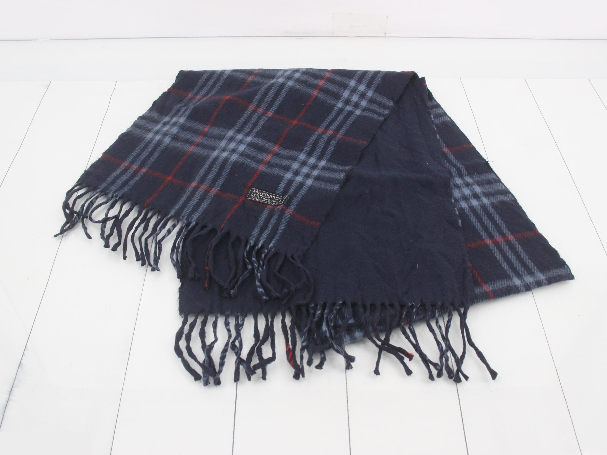 Nova Check Scarf, Navy, 100% Wool — view 2