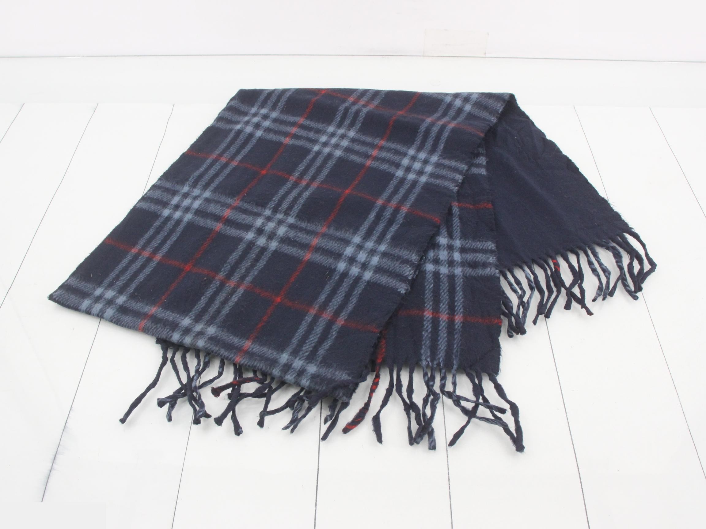 Nova Check Scarf, Navy, 100% Wool — view 3