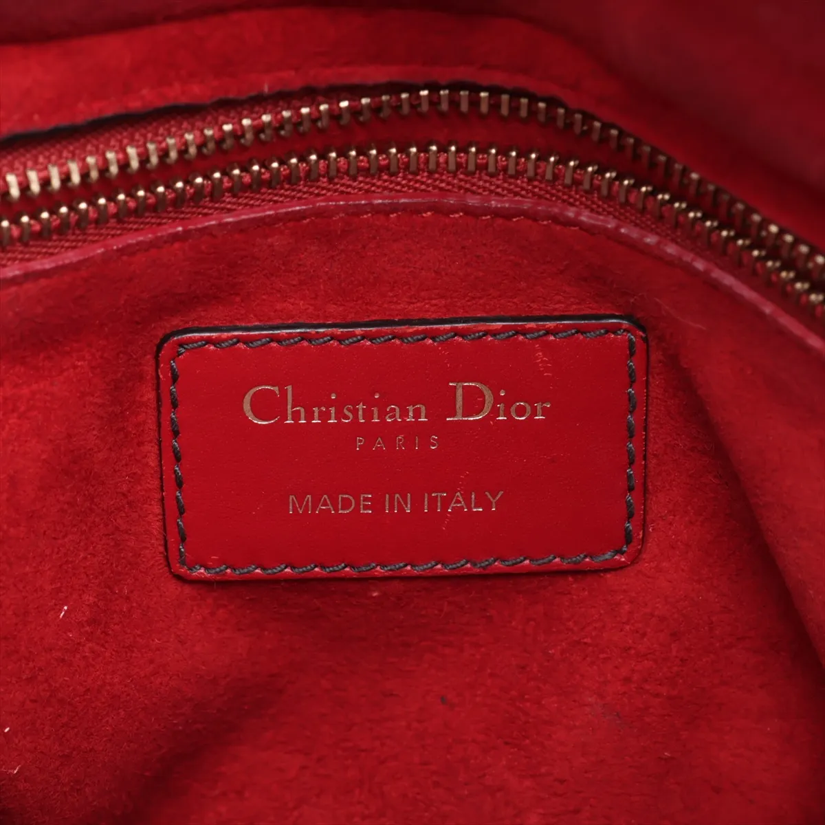 Lady Dior Cannage Leather x Studs 2-Way Handbag Red — view 11