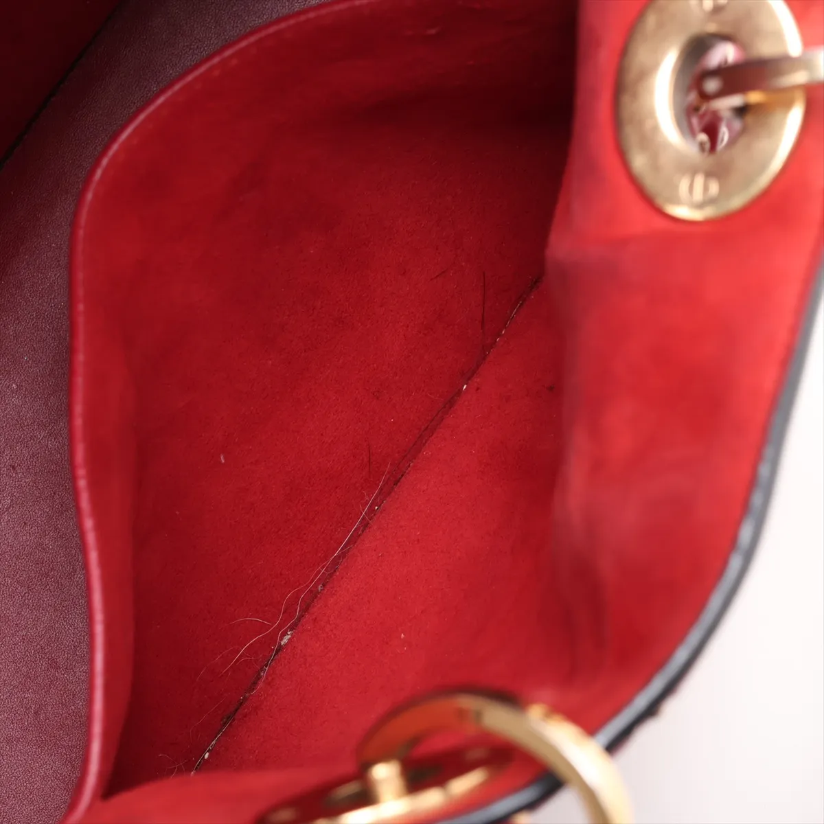Lady Dior Cannage Leather x Studs 2-Way Handbag Red — view 10