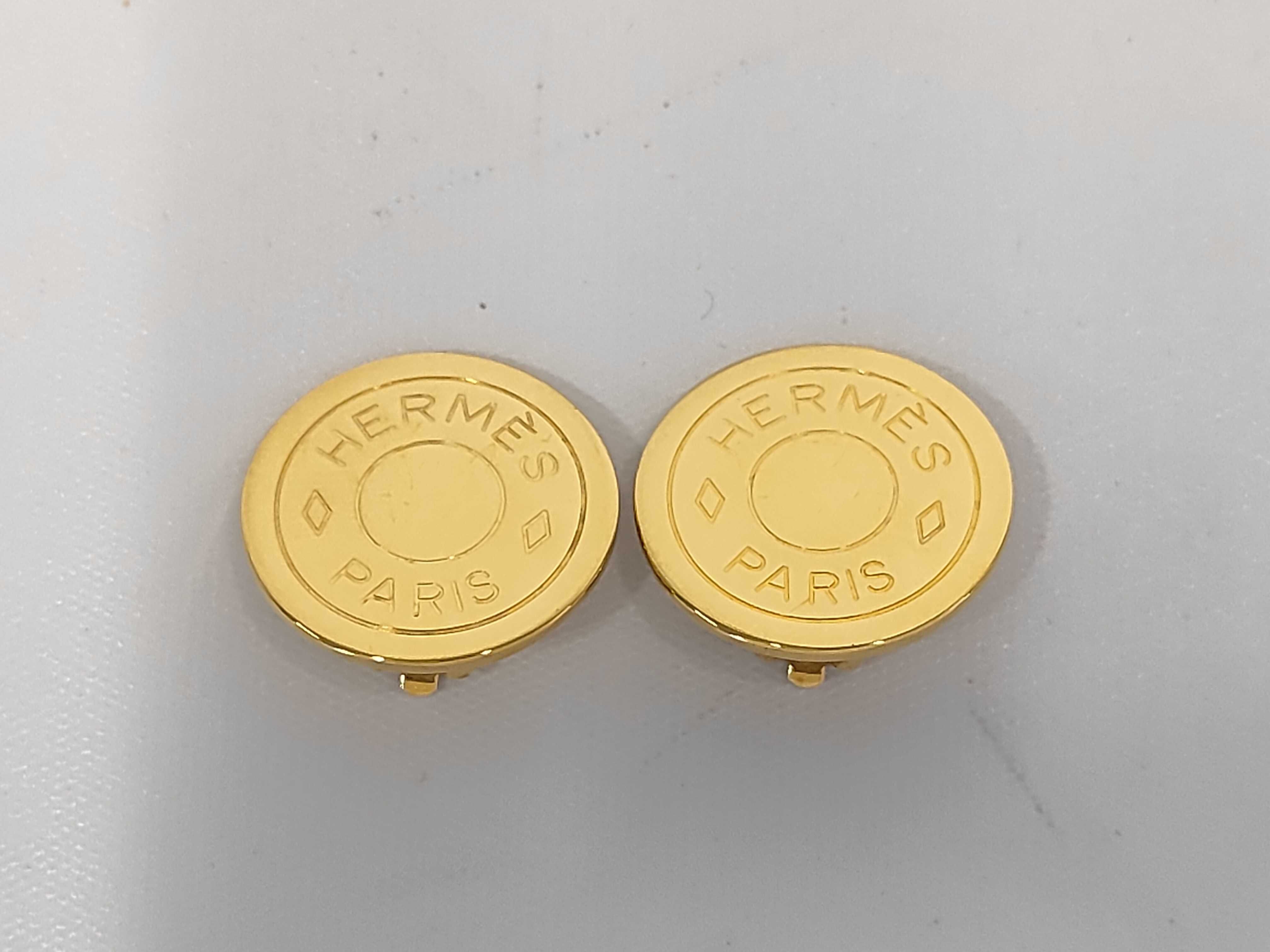 Sellier Earrings, Gold Hardware, Hermes Earrings