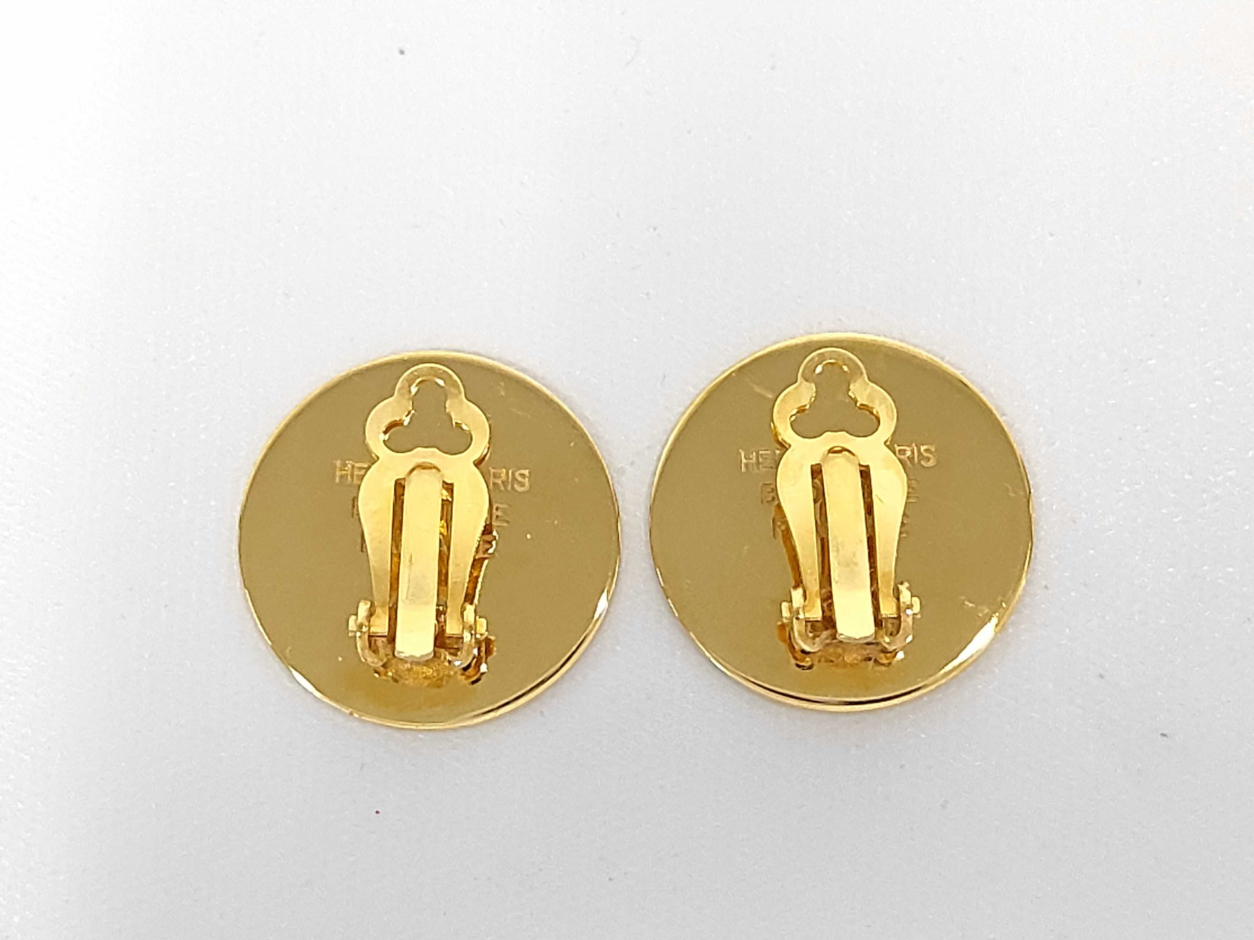 Sellier Earrings, Gold Hardware, Hermes Earrings — view 2