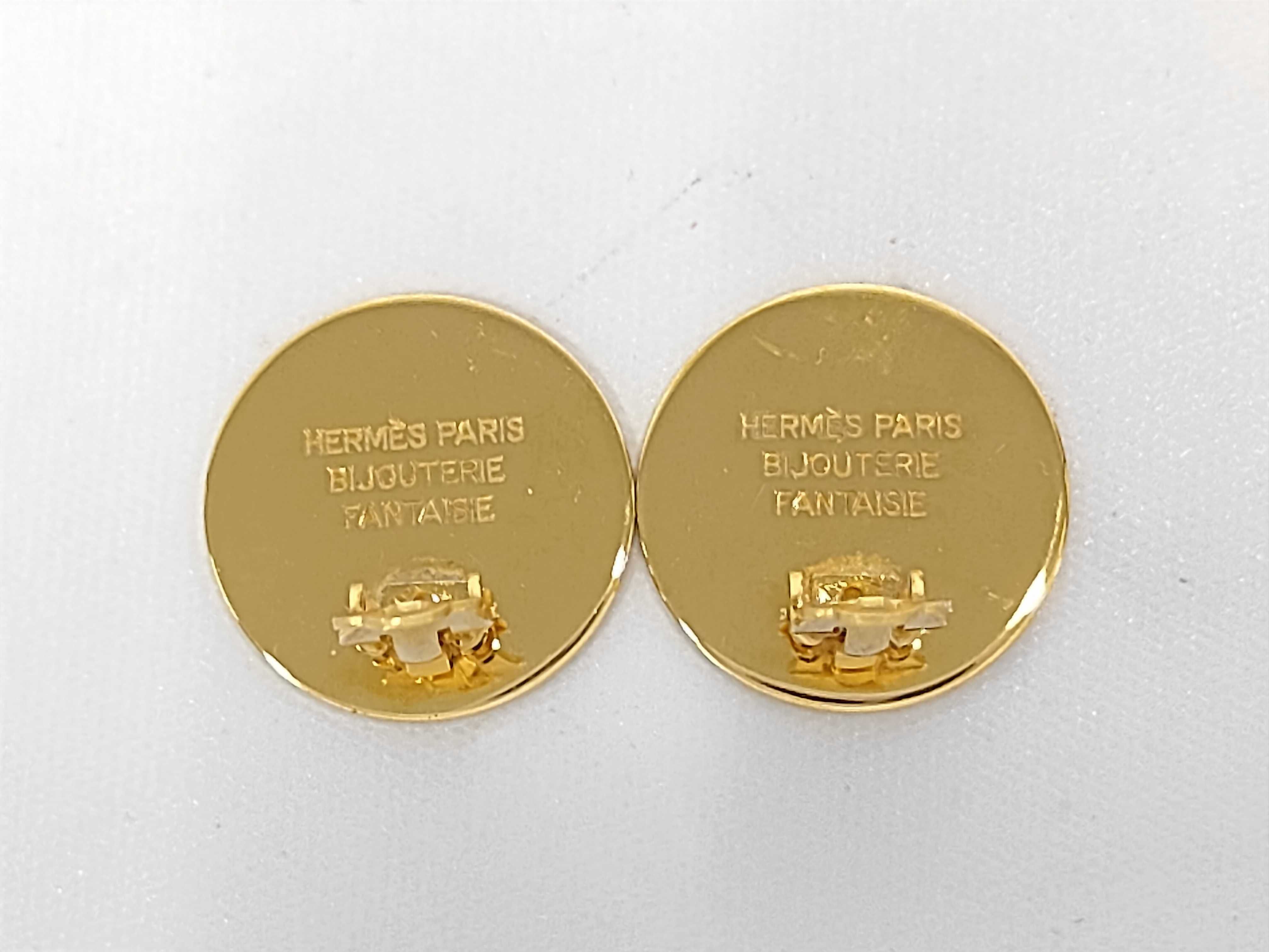 Sellier Earrings, Gold Hardware, Hermes Earrings — view 3
