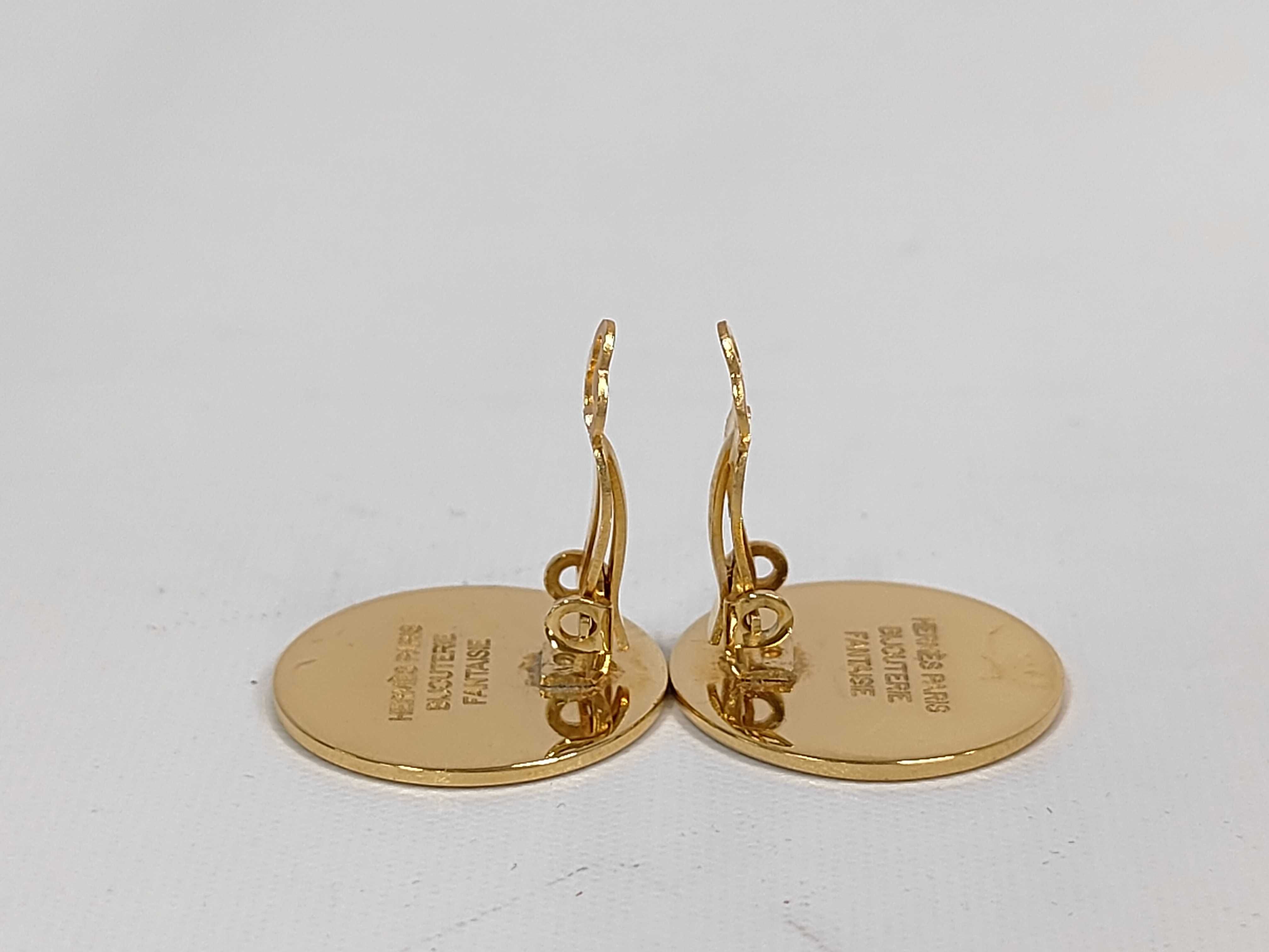 Sellier Earrings, Gold Hardware, Hermes Earrings — view 4