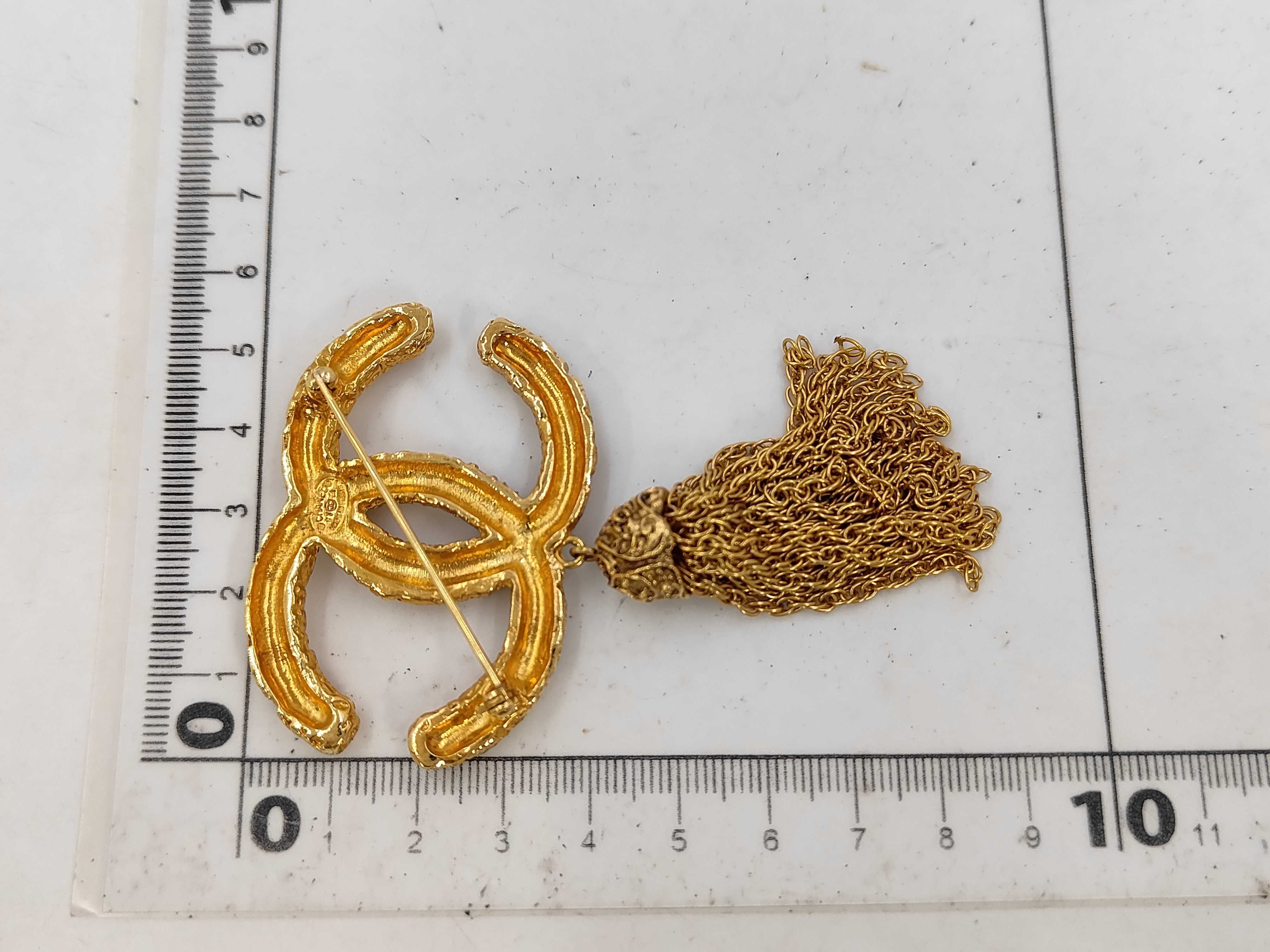 Vintage Coco Mark Lava Tassel Brooch — view 2