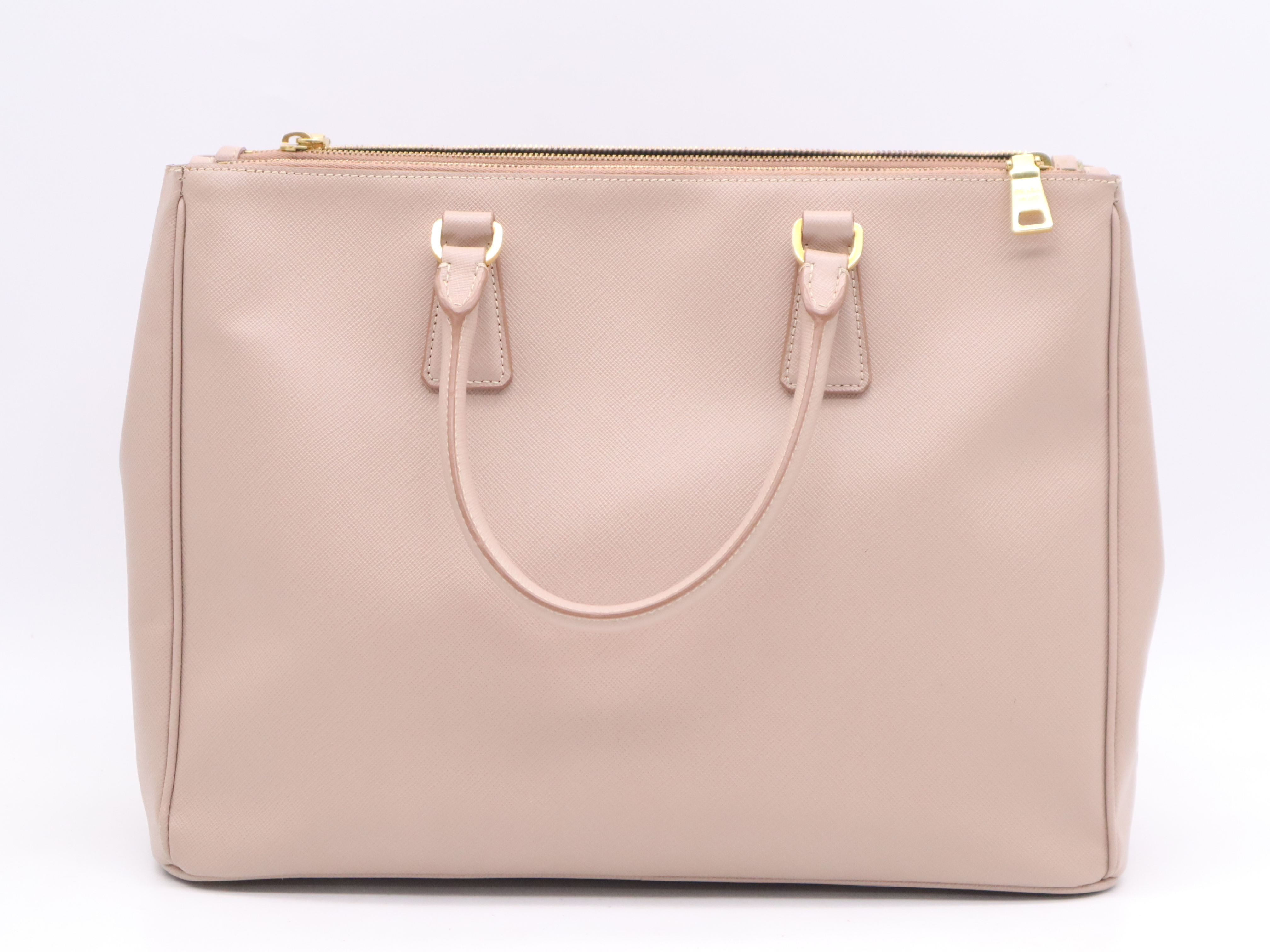 Leather Triangle Logo Pink Handbag with Gold Hardware and Dust Bag — view 2