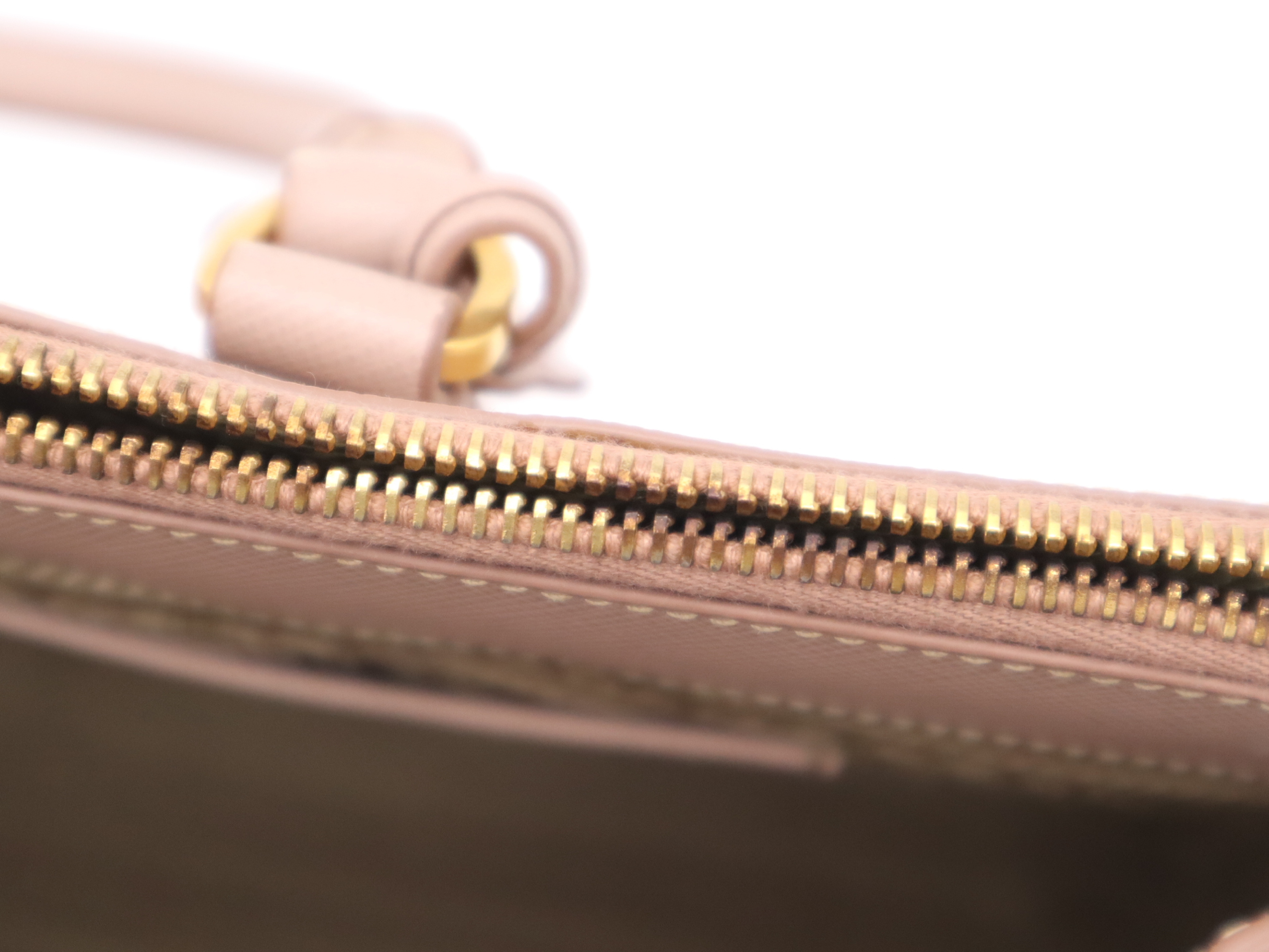Leather Triangle Logo Pink Handbag with Gold Hardware and Dust Bag — view 13