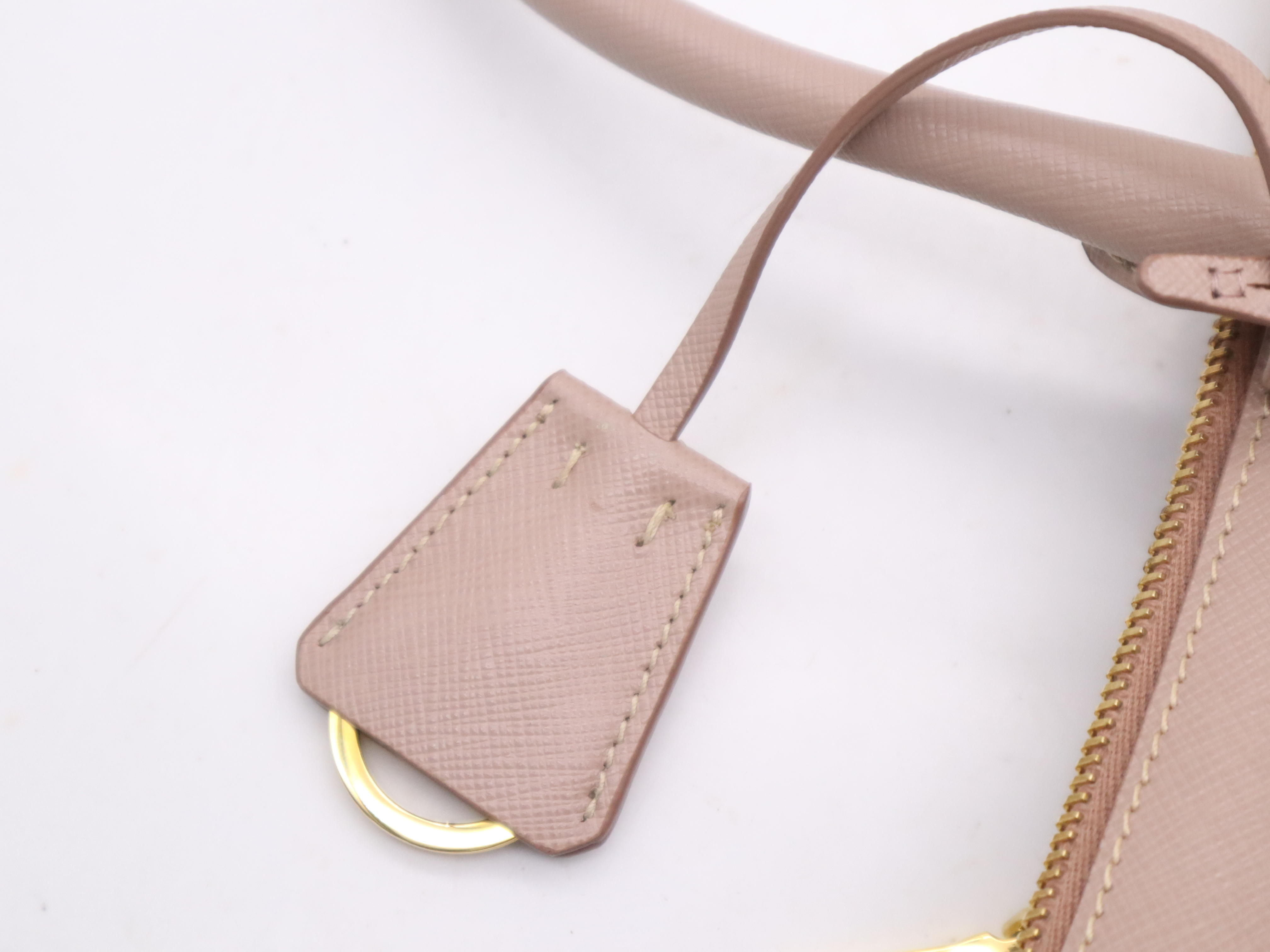 Leather Triangle Logo Pink Handbag with Gold Hardware and Dust Bag — view 14