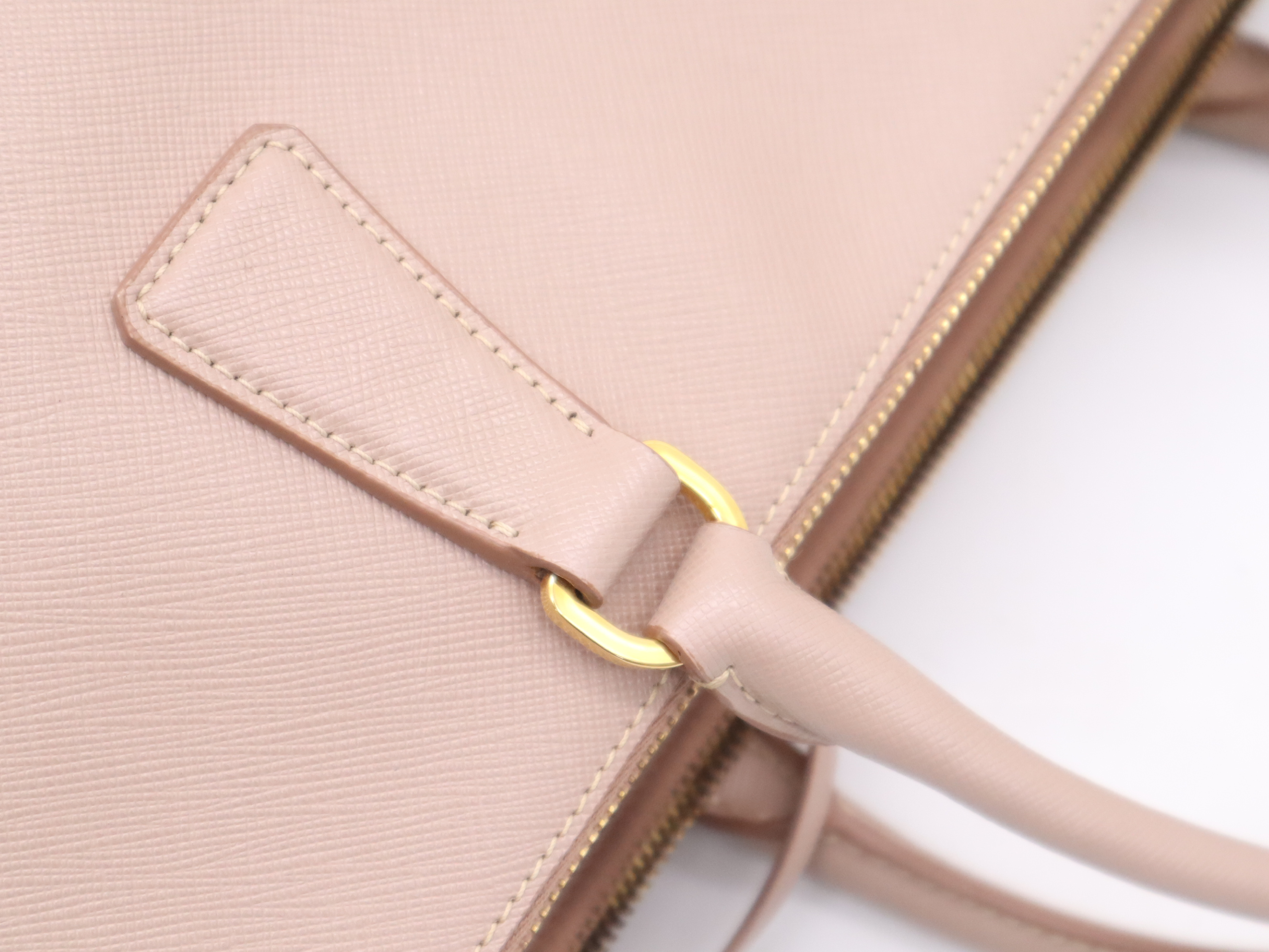 Leather Triangle Logo Pink Handbag with Gold Hardware and Dust Bag — view 7
