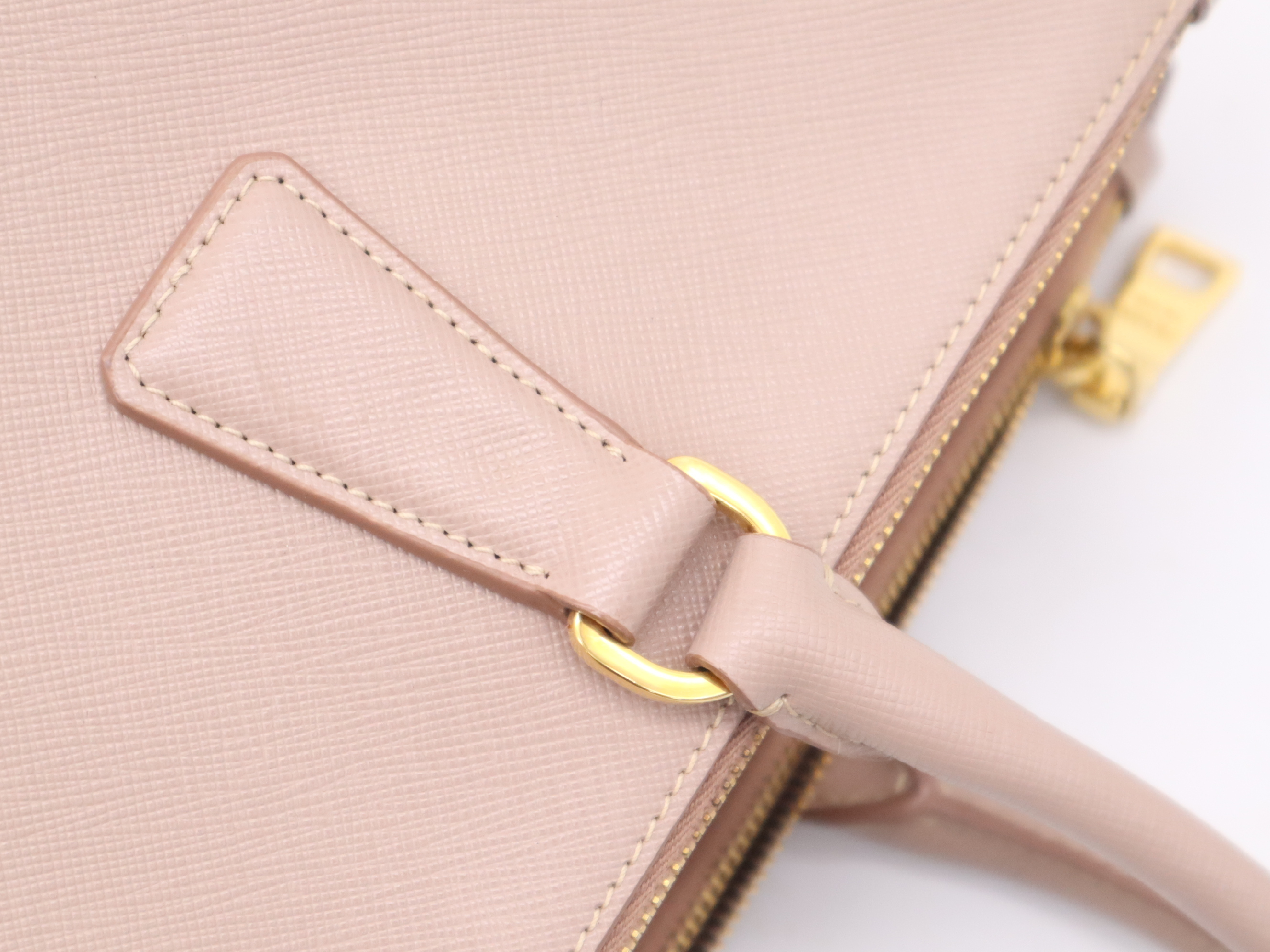 Leather Triangle Logo Pink Handbag with Gold Hardware and Dust Bag — view 8