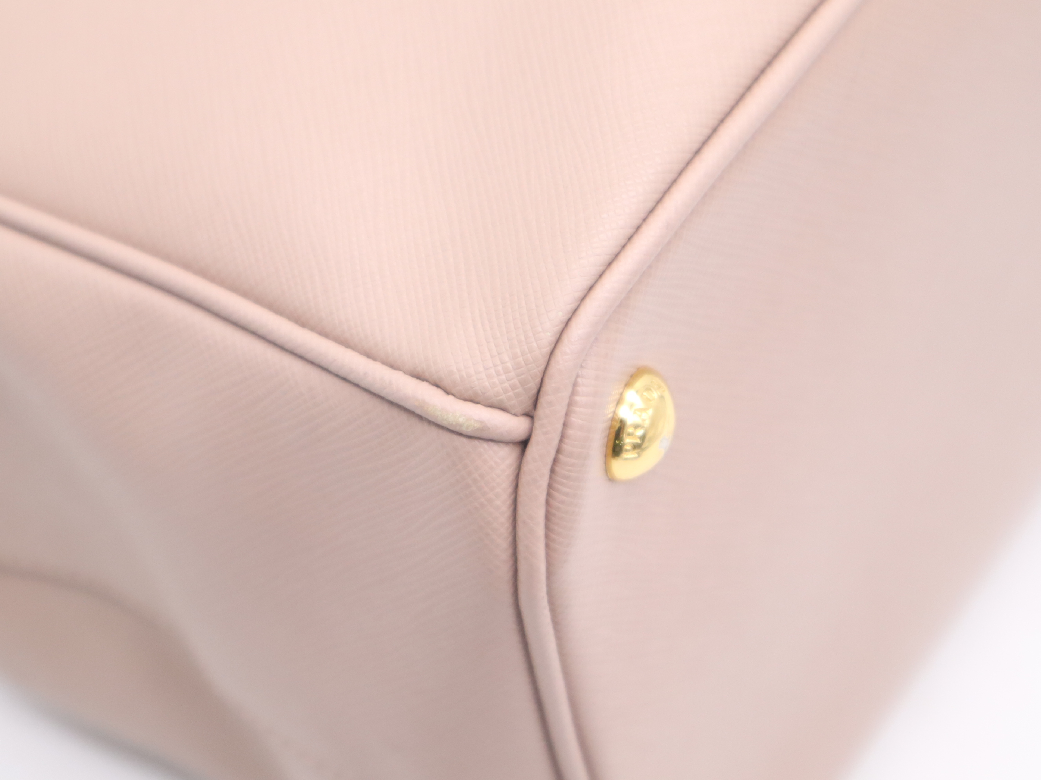 Leather Triangle Logo Pink Handbag with Gold Hardware and Dust Bag — view 9