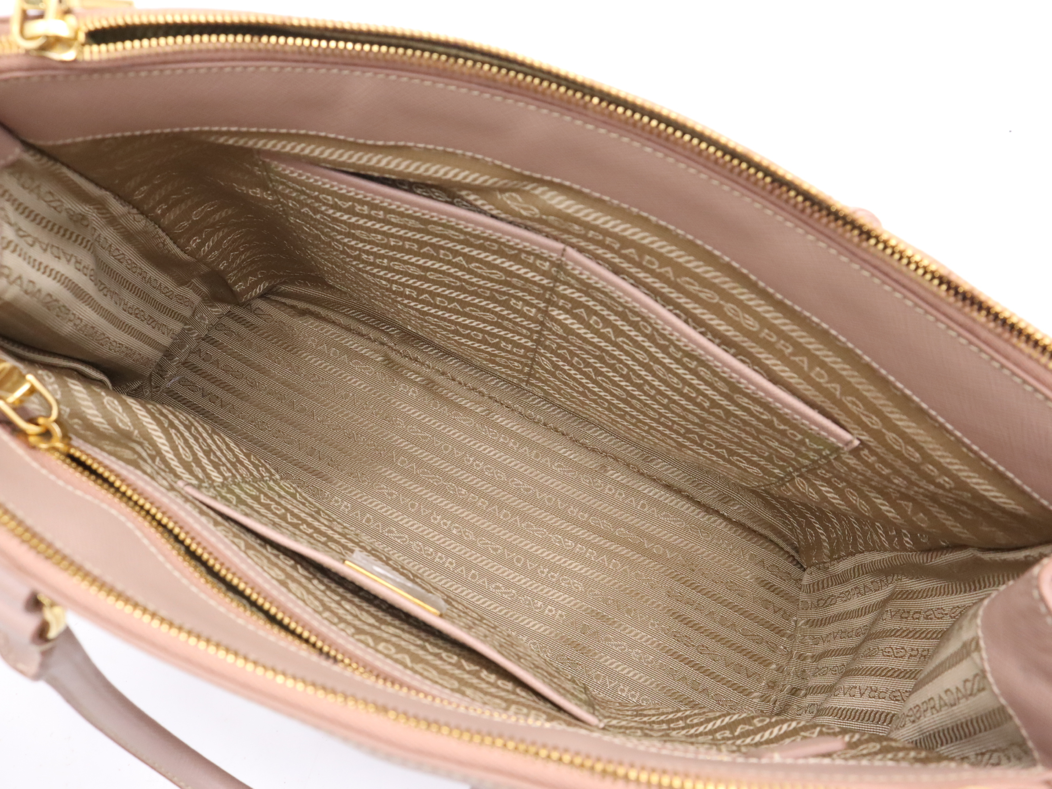 Leather Triangle Logo Pink Handbag with Gold Hardware and Dust Bag — view 10