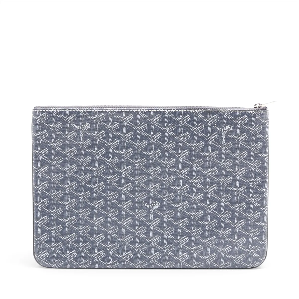Sena MM PVC x Leather Clutch Bag, Gray — view 2
