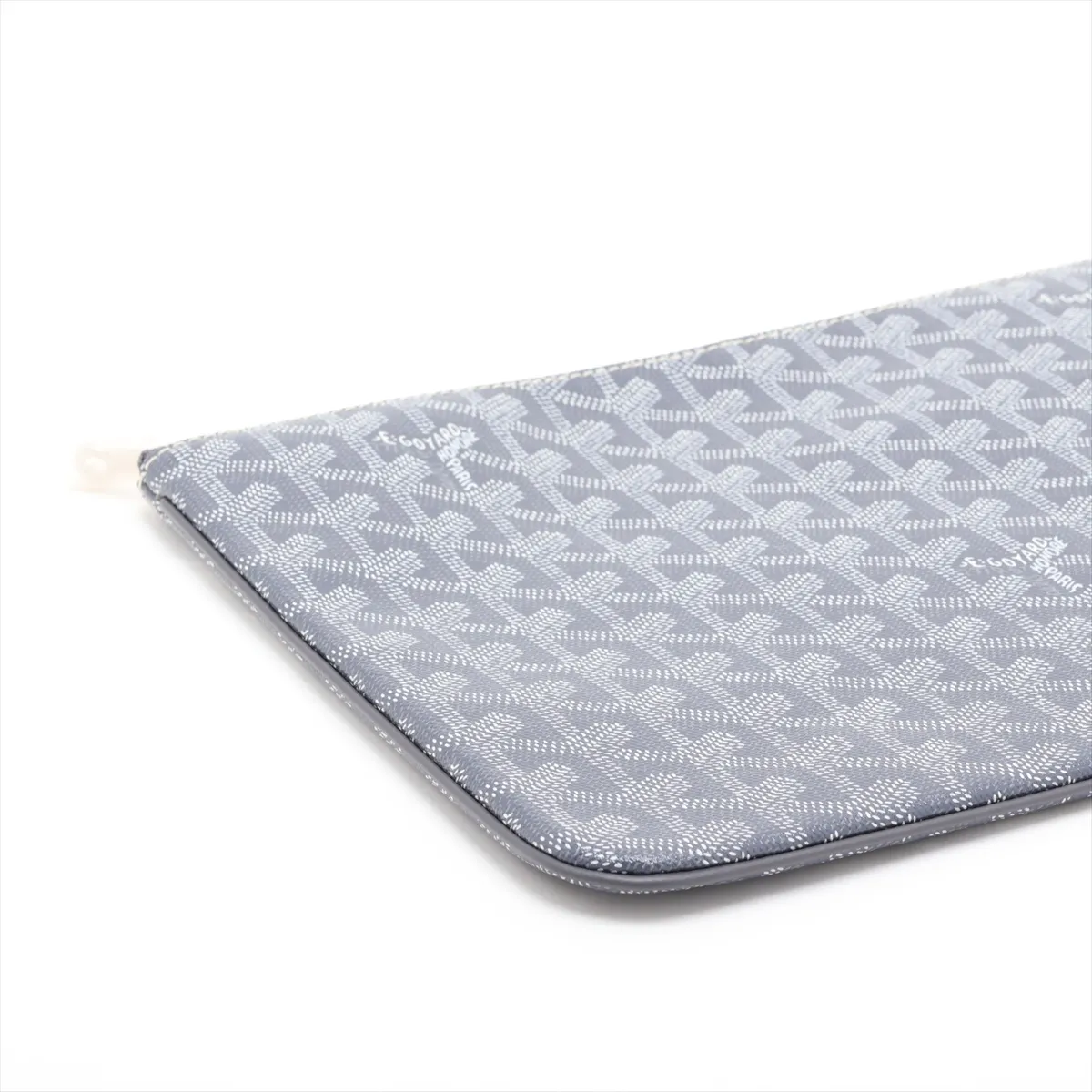 Sena MM PVC x Leather Clutch Bag, Gray — view 4