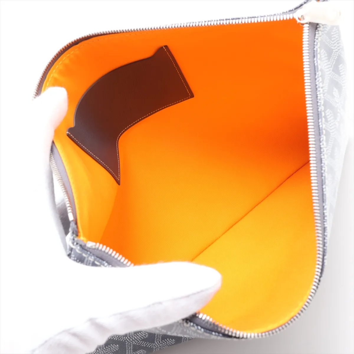 Sena MM PVC x Leather Clutch Bag, Gray — view 5