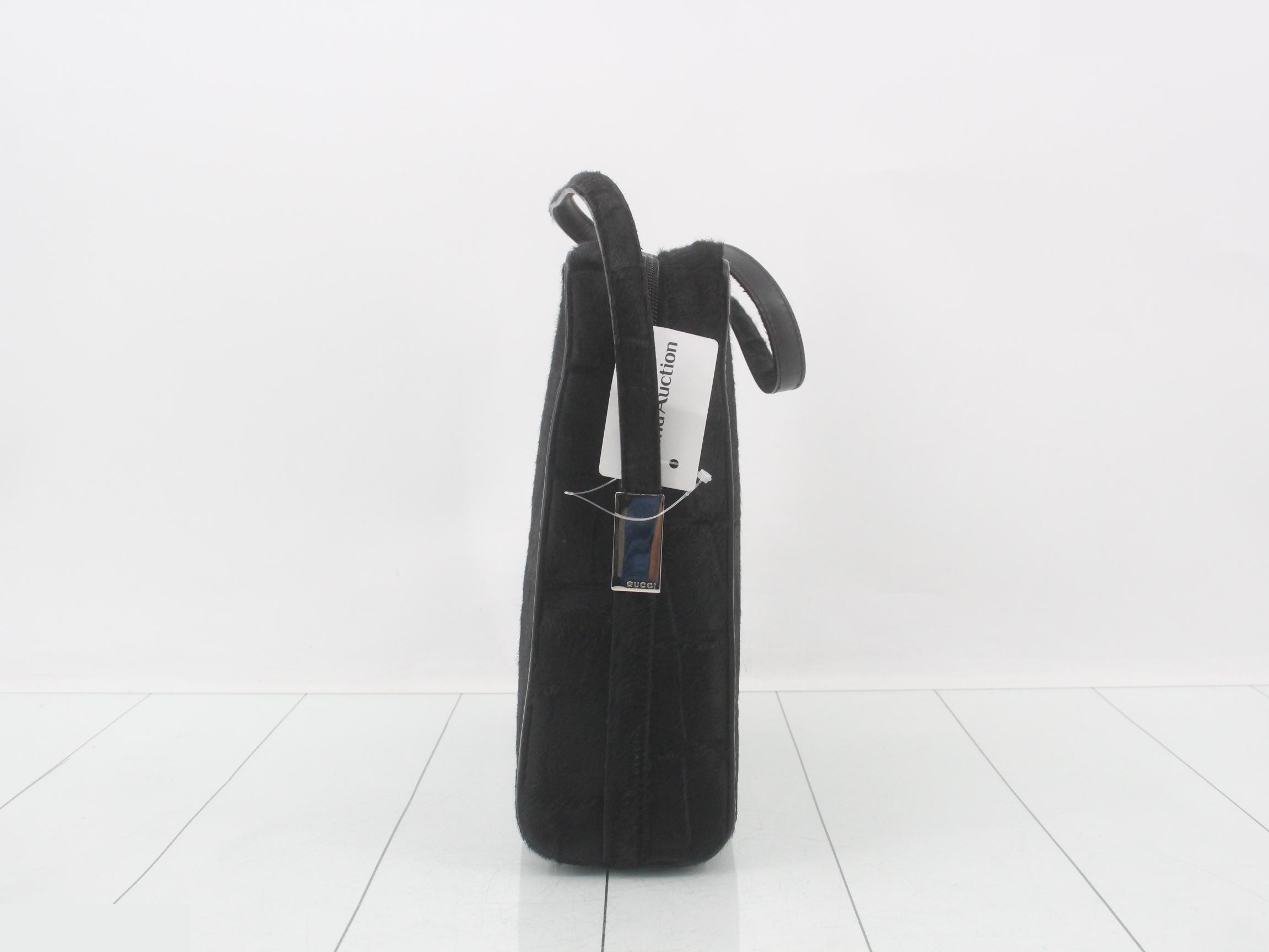 001-2058-1758-5 Vintage Shoulder Bag, Calf Hair, Black — view 3